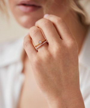 Monica Vinader - Gold Plated Vermeil Silver Skinny Diamond Eternity Ring image number 3