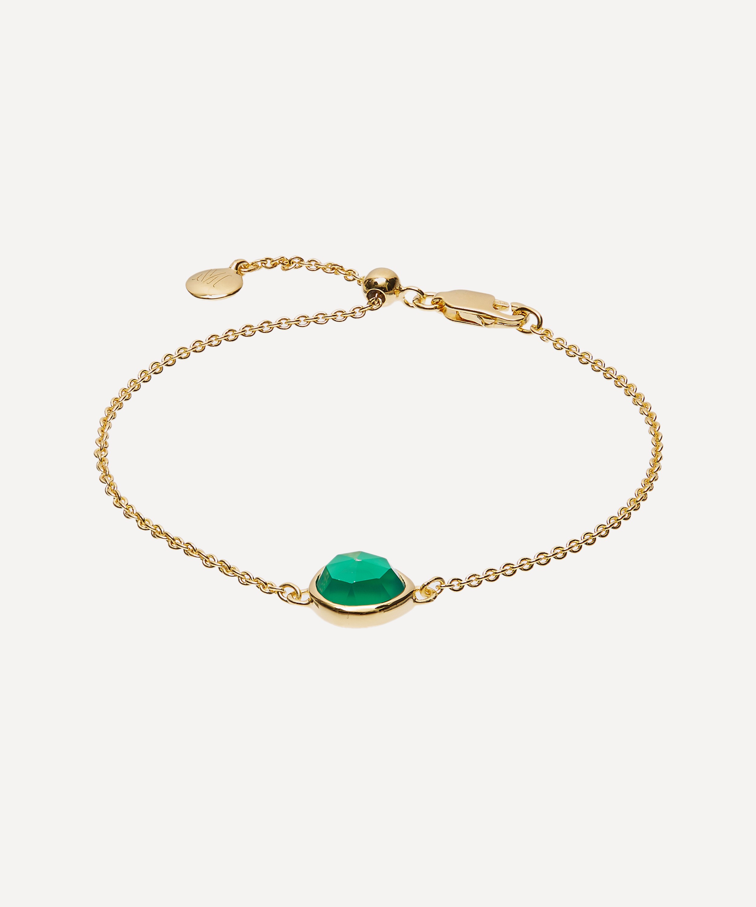 Monica Vinader - Gold Plated Vermeil Silver Green Onyx Siren Fine Chain Bracelet image number 0