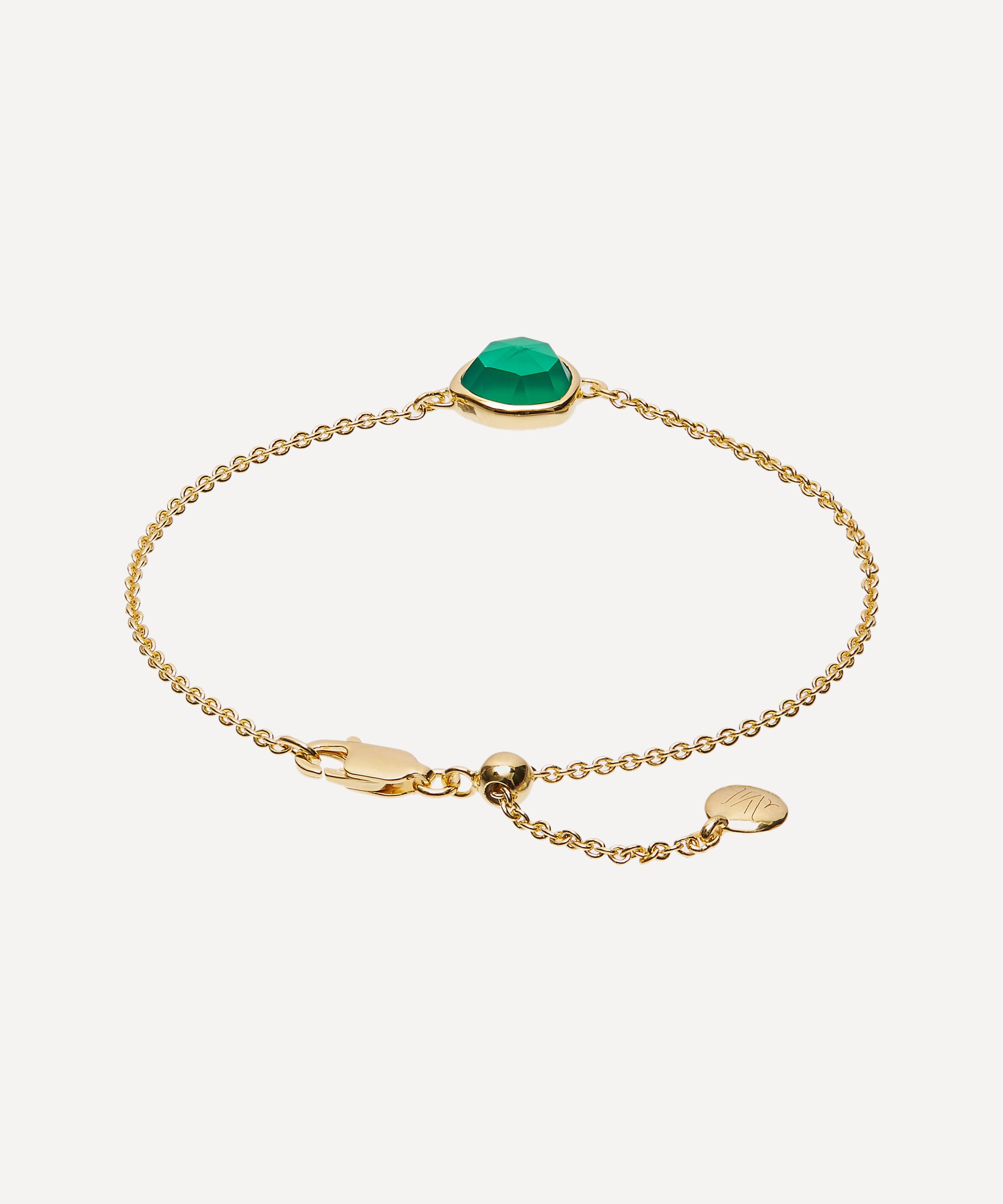 Monica Vinader - Gold Plated Vermeil Silver Green Onyx Siren Fine Chain Bracelet image number 2