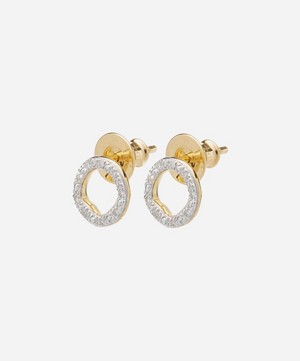 Monica Vinader - Gold Plated Vermeil Silver Riva Diamond Circle Stud Earrings image number 2