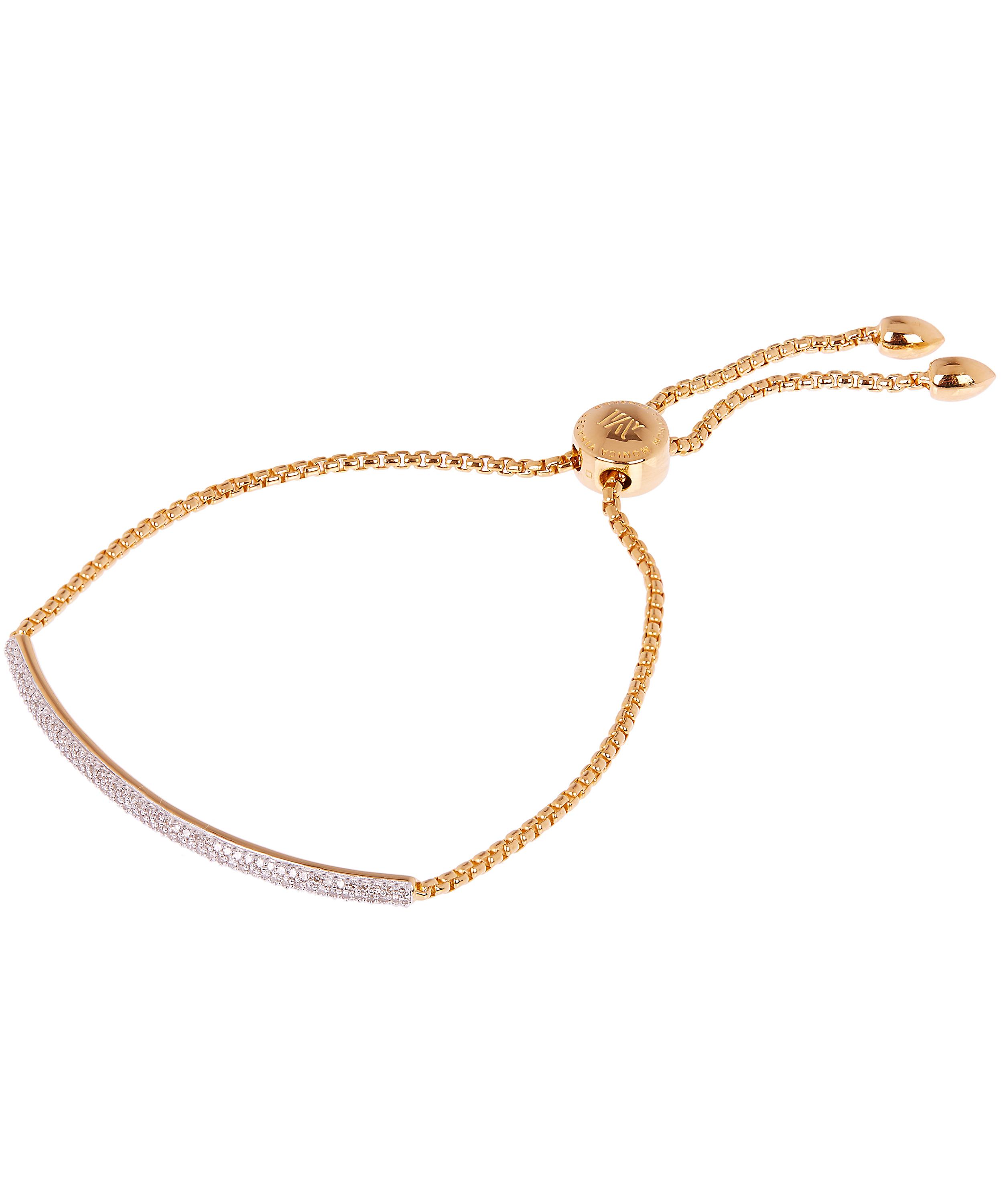 Monica Vinader - Gold Plated Vermeil Silver Fiji Mini Diamond Bar Bracelet image number 