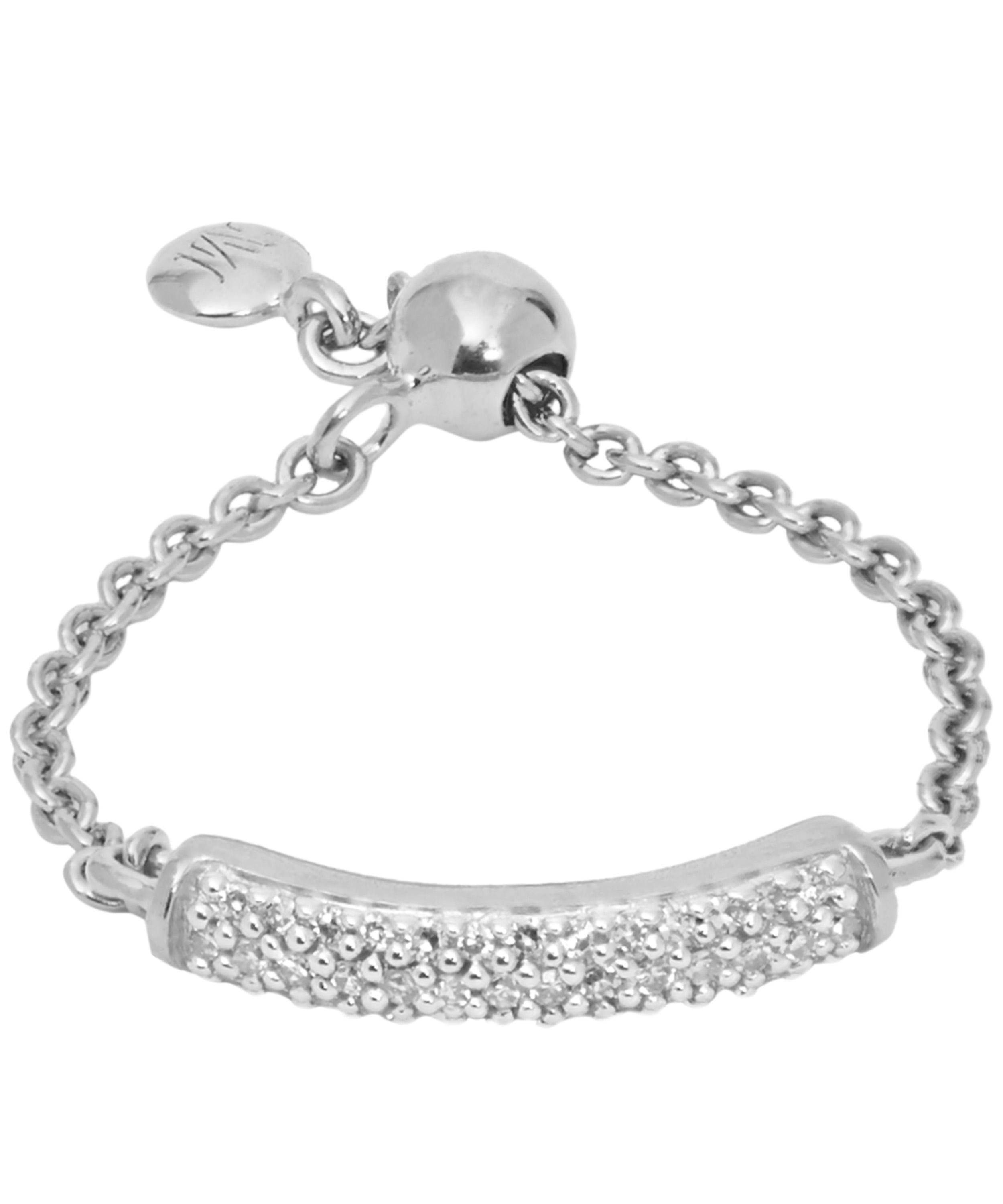Monica Vinader - Silver Fiji Diamond Bar Friendship Ring image number 0