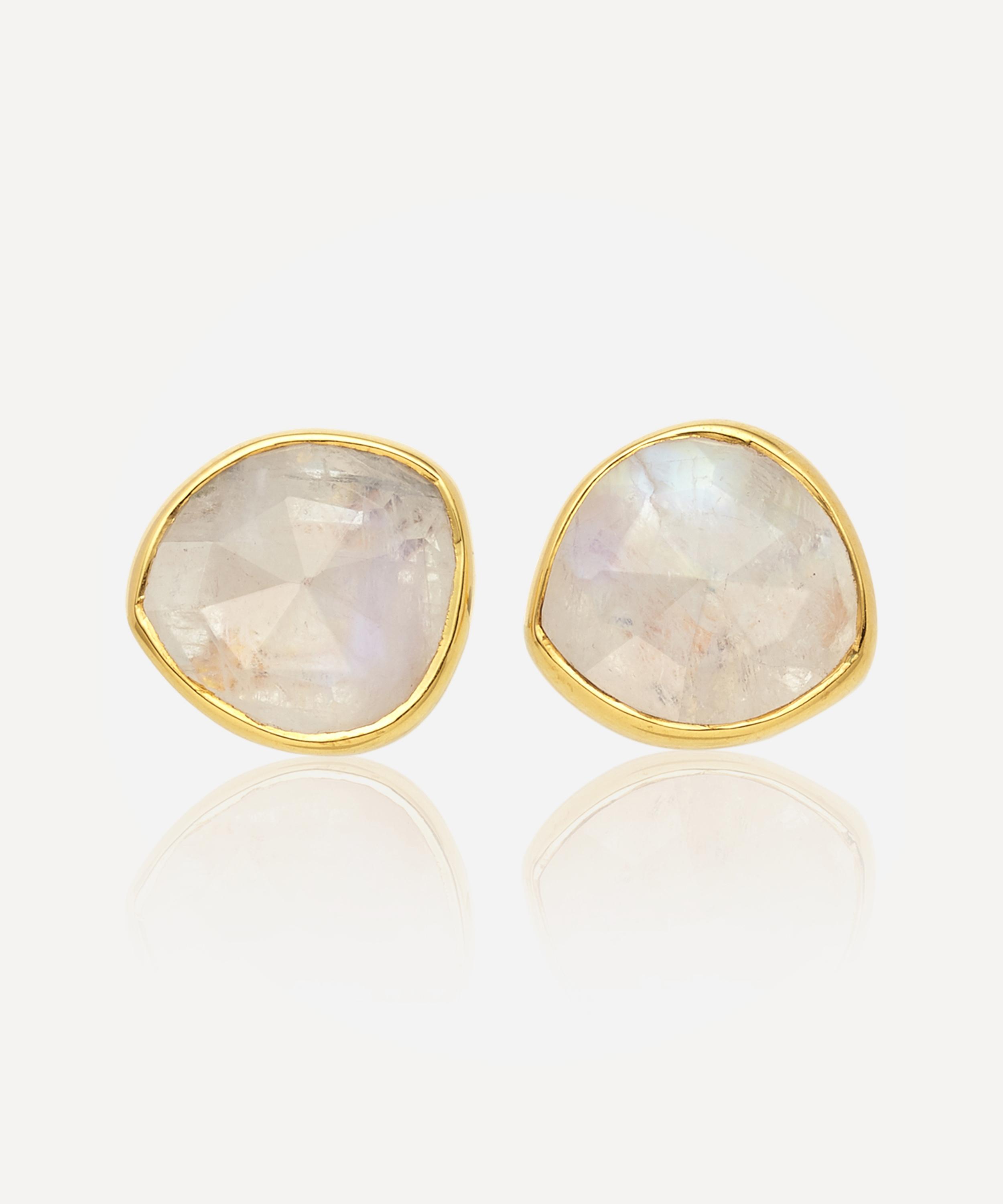 Monica Vinader - Gold Plated Vermeil Silver Siren Moonstone Stud Earrings