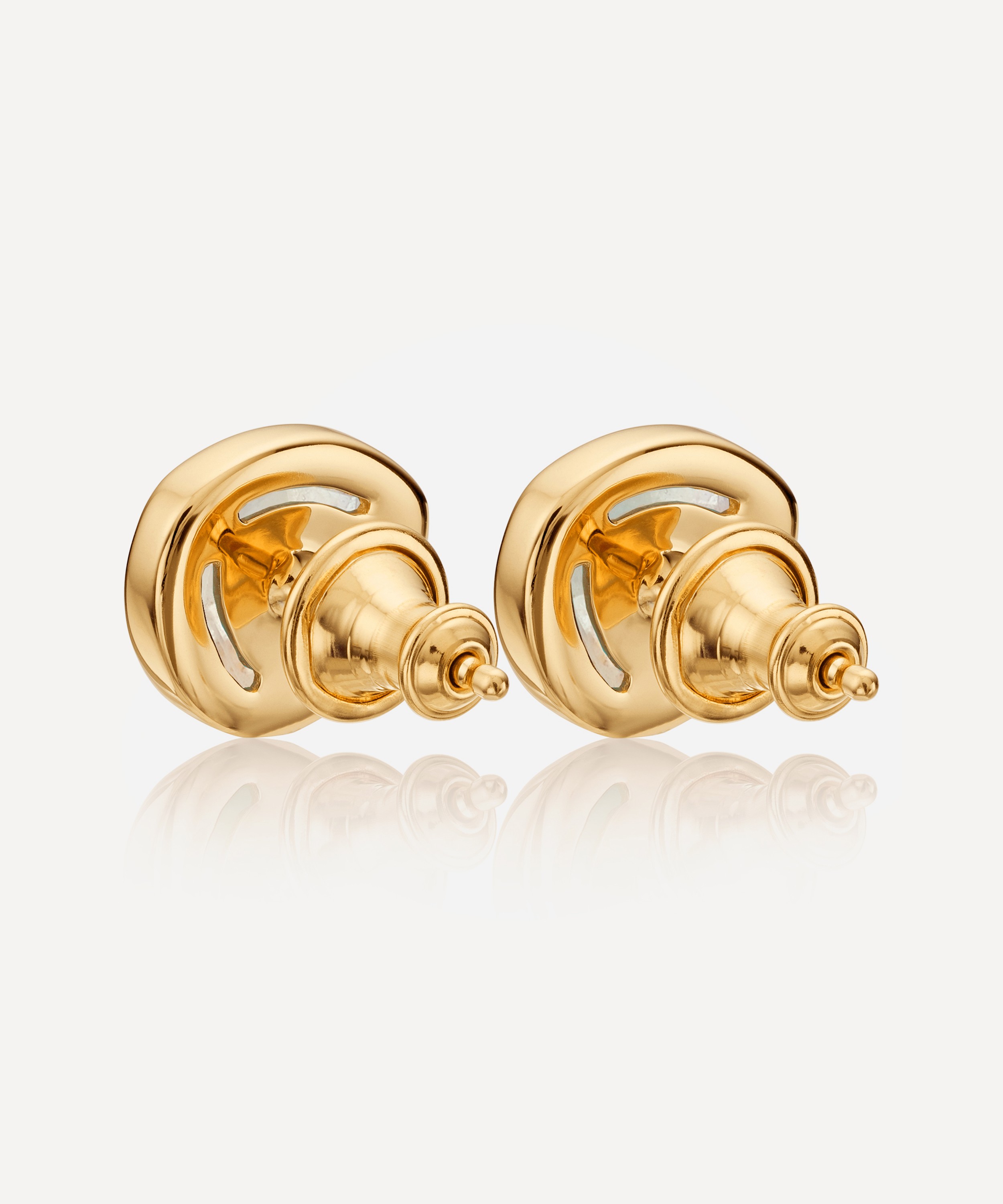 Monica Vinader - Gold Plated Vermeil Silver Siren Moonstone Stud Earrings image number 2
