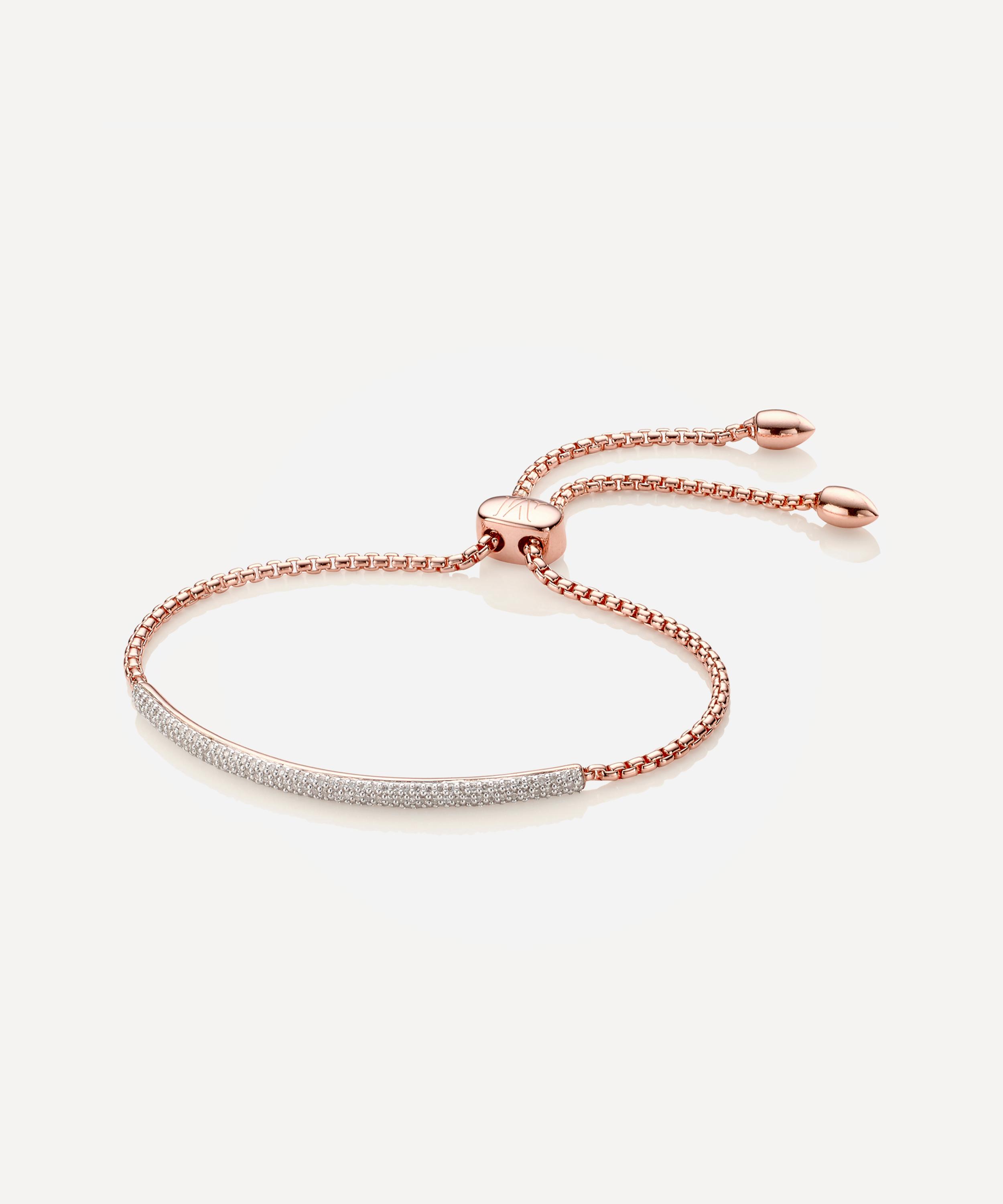 Monica Vinader - Rose Gold Plated Vermeil Silver Fiji Mini Diamond Bar Bracelet image number 0