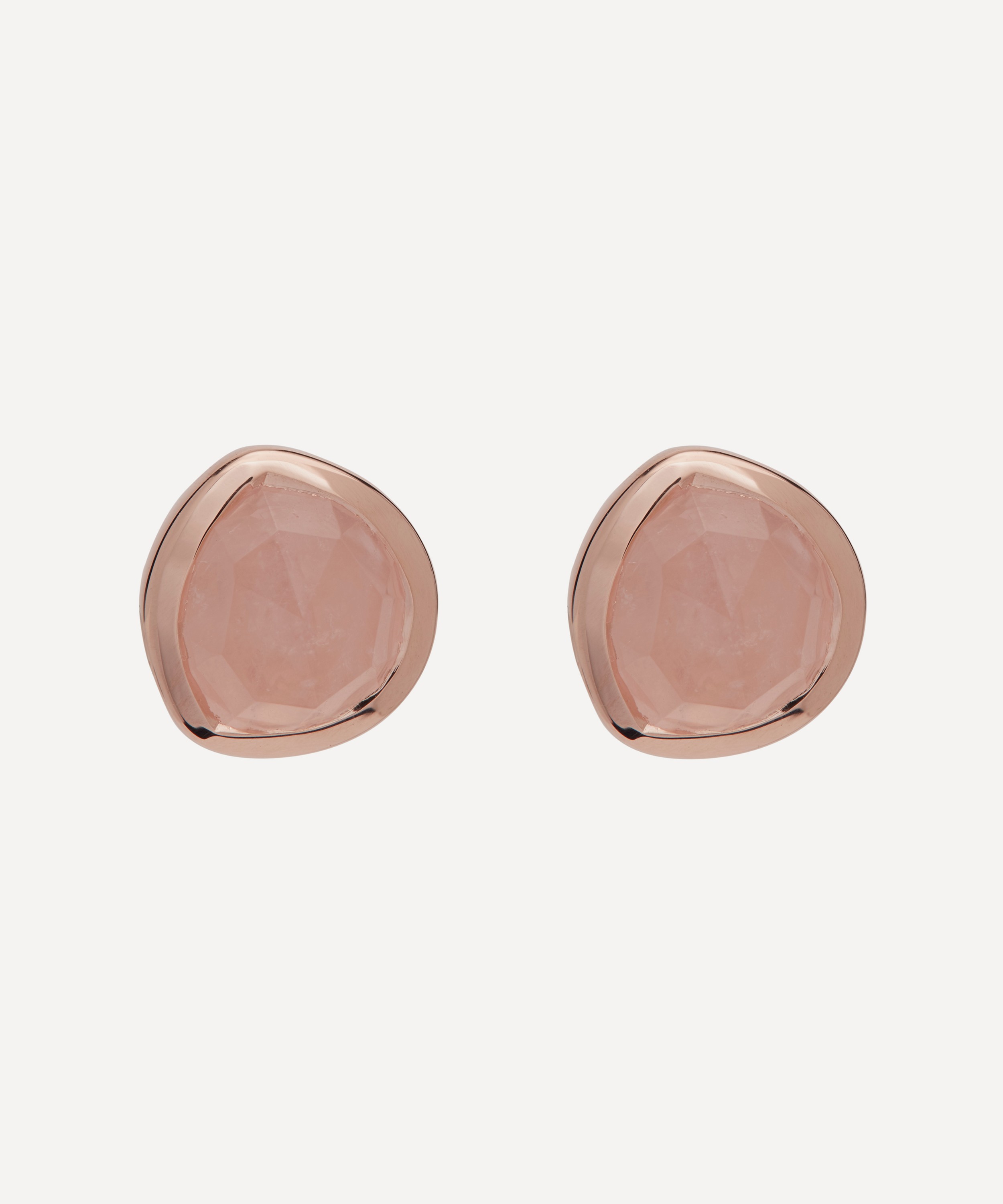 Monica Vinader - Rose Gold Plated Vermeil Silver Siren Rose Quartz Stud Earrings image number 0