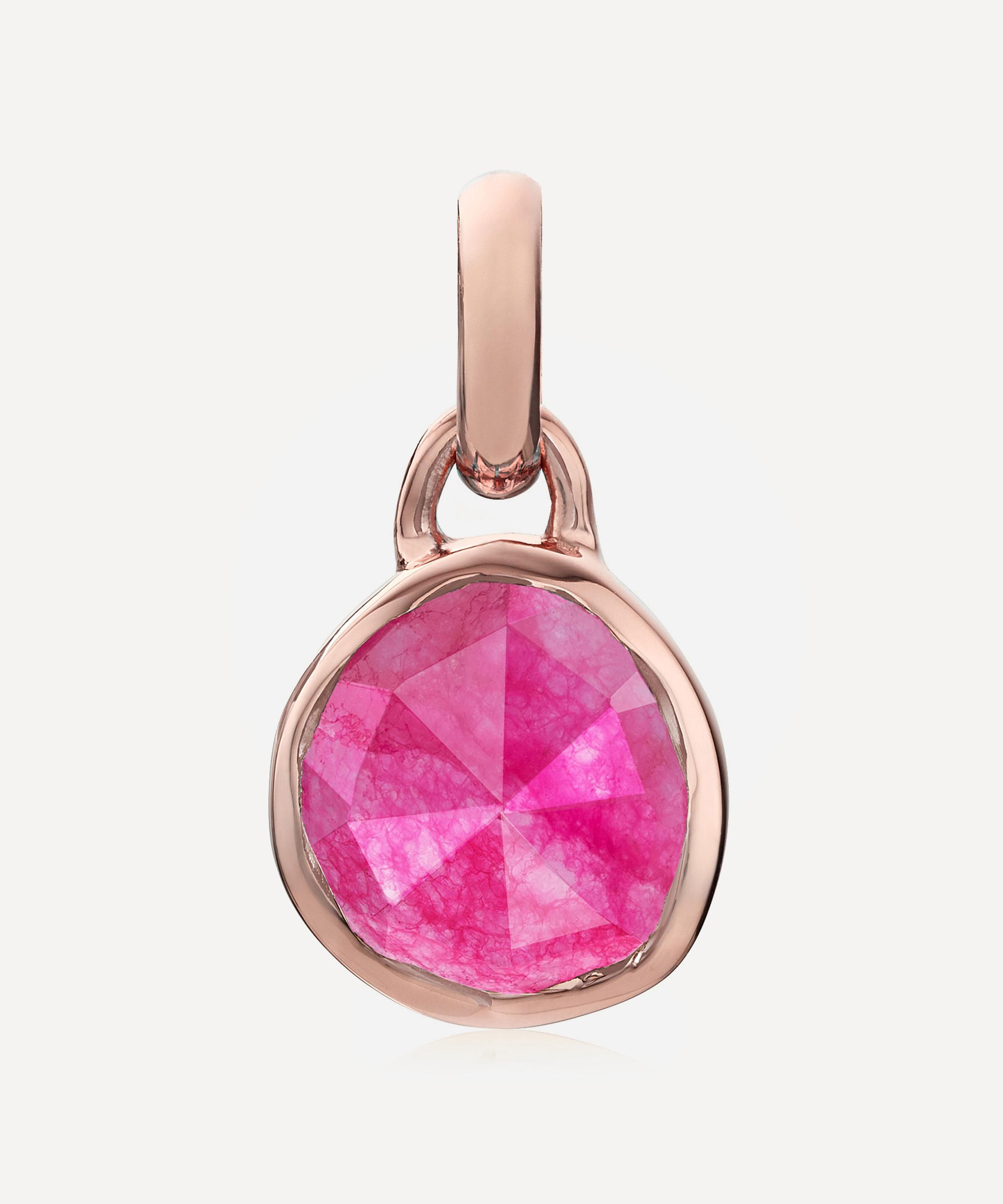 Monica Vinader - Rose Gold Plated Vermeil Silver Siren Mini Pink Quartz Bezel Pendant image number 0