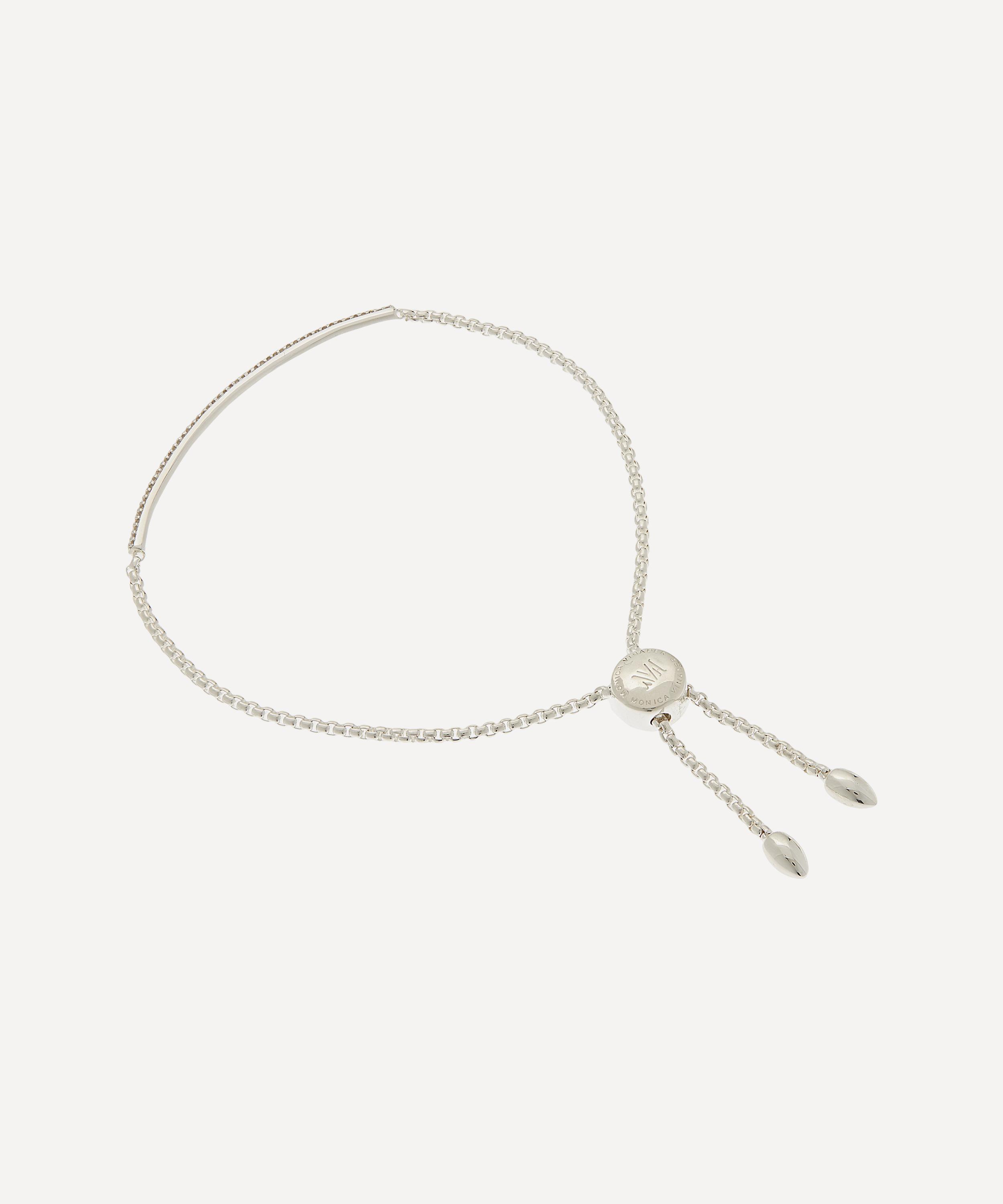Monica Vinader - Silver Fiji Mini Diamond Bar Bracelet image number 2
