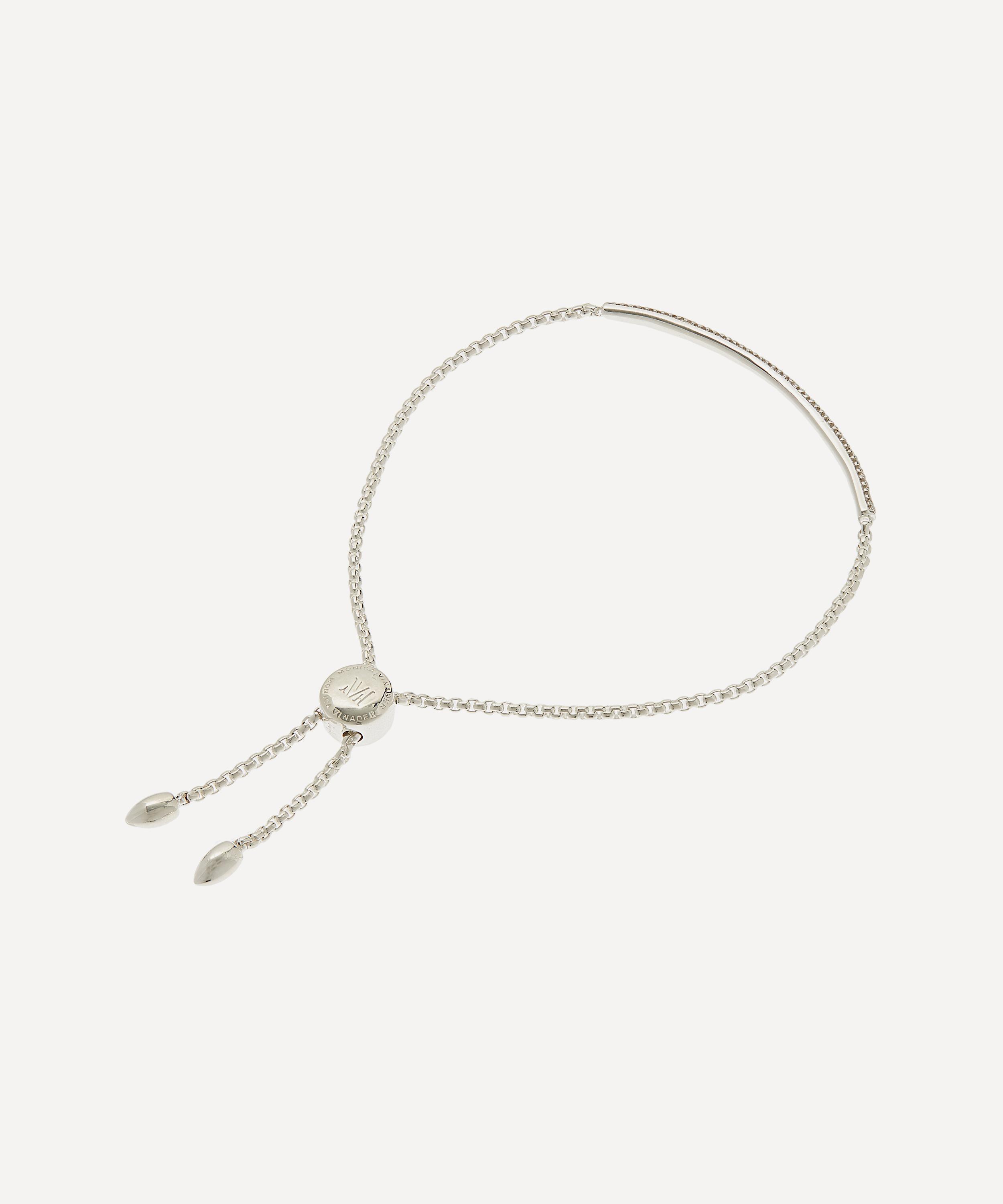 Monica Vinader - Silver Fiji Mini Diamond Bar Bracelet image number 3