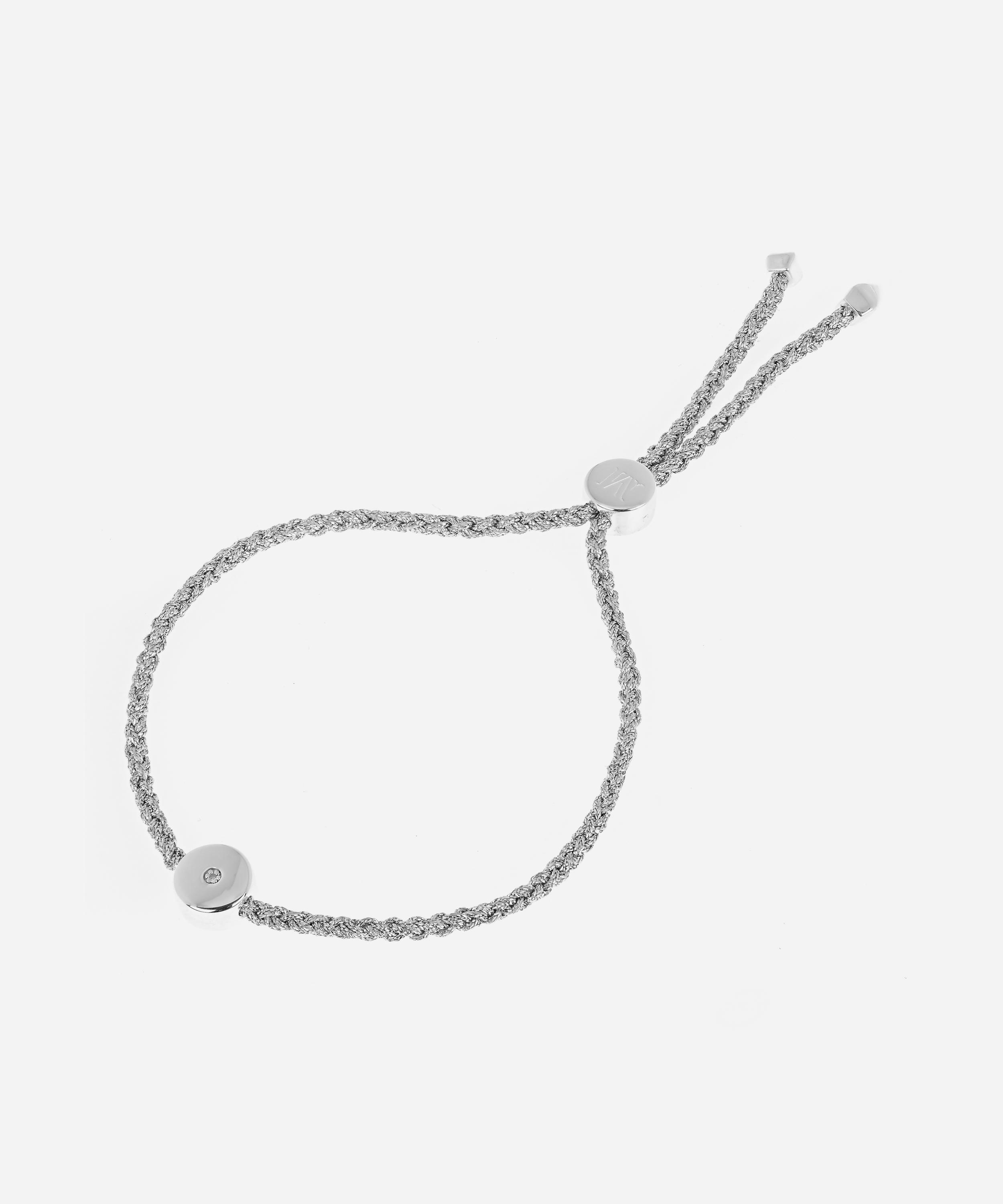Monica Vinader - Silver Linear Solo Diamond Cord Friendship Bracelet image number 0