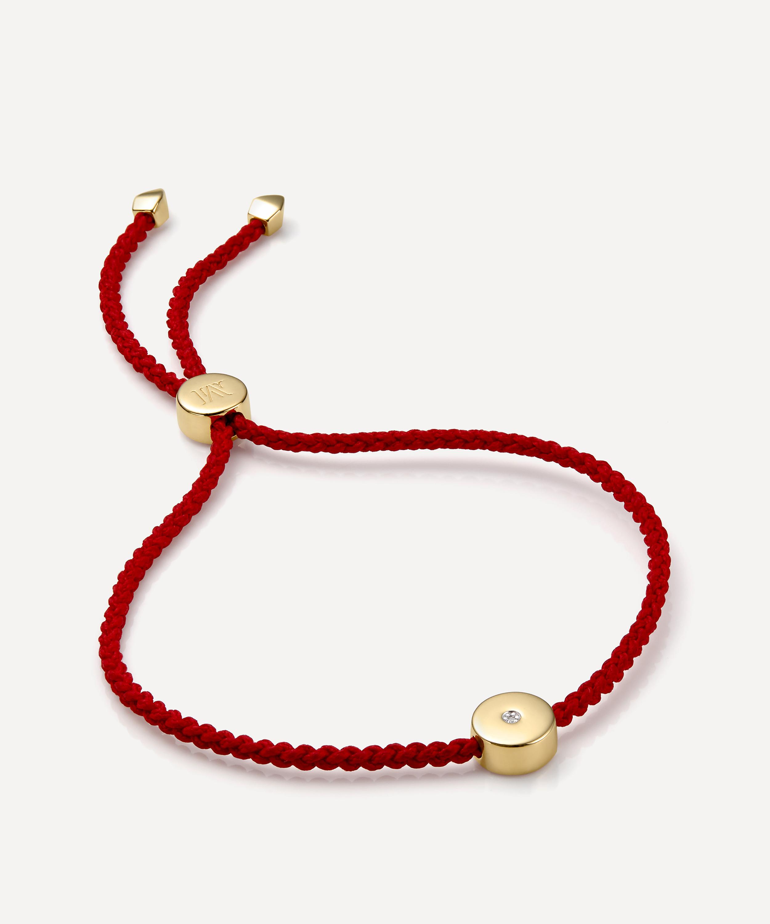 Monica Vinader - Gold Plated Vermeil Silver Linear Solo Diamond Cord Friendship Bracelet image number 0