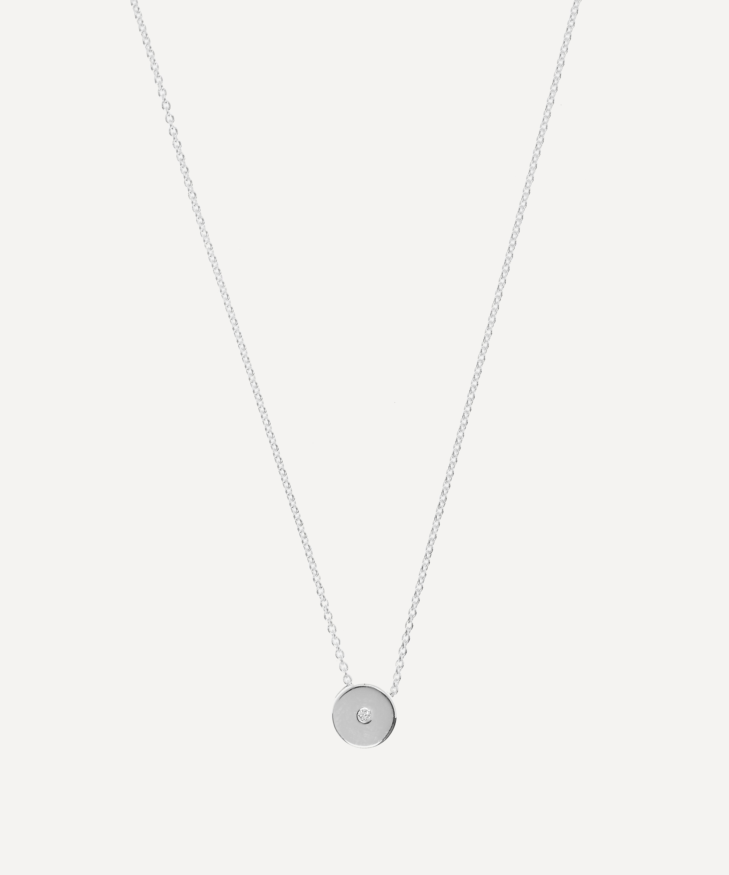 Monica Vinader - Silver Linear Solo Diamond Necklace image number 1