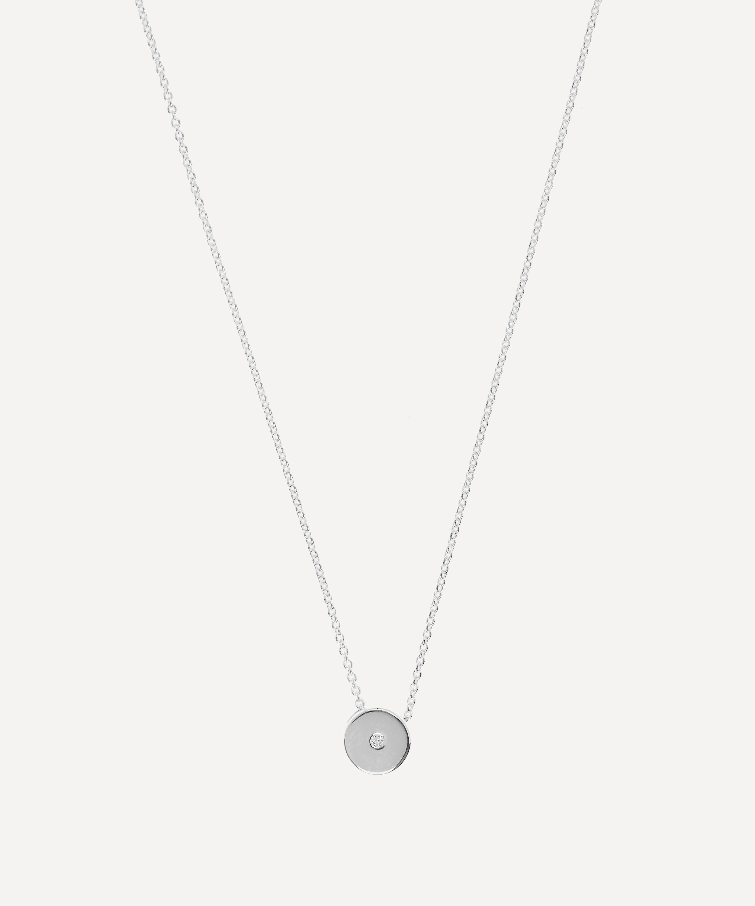 Monica Vinader - Silver Linear Solo Diamond Necklace image number 1