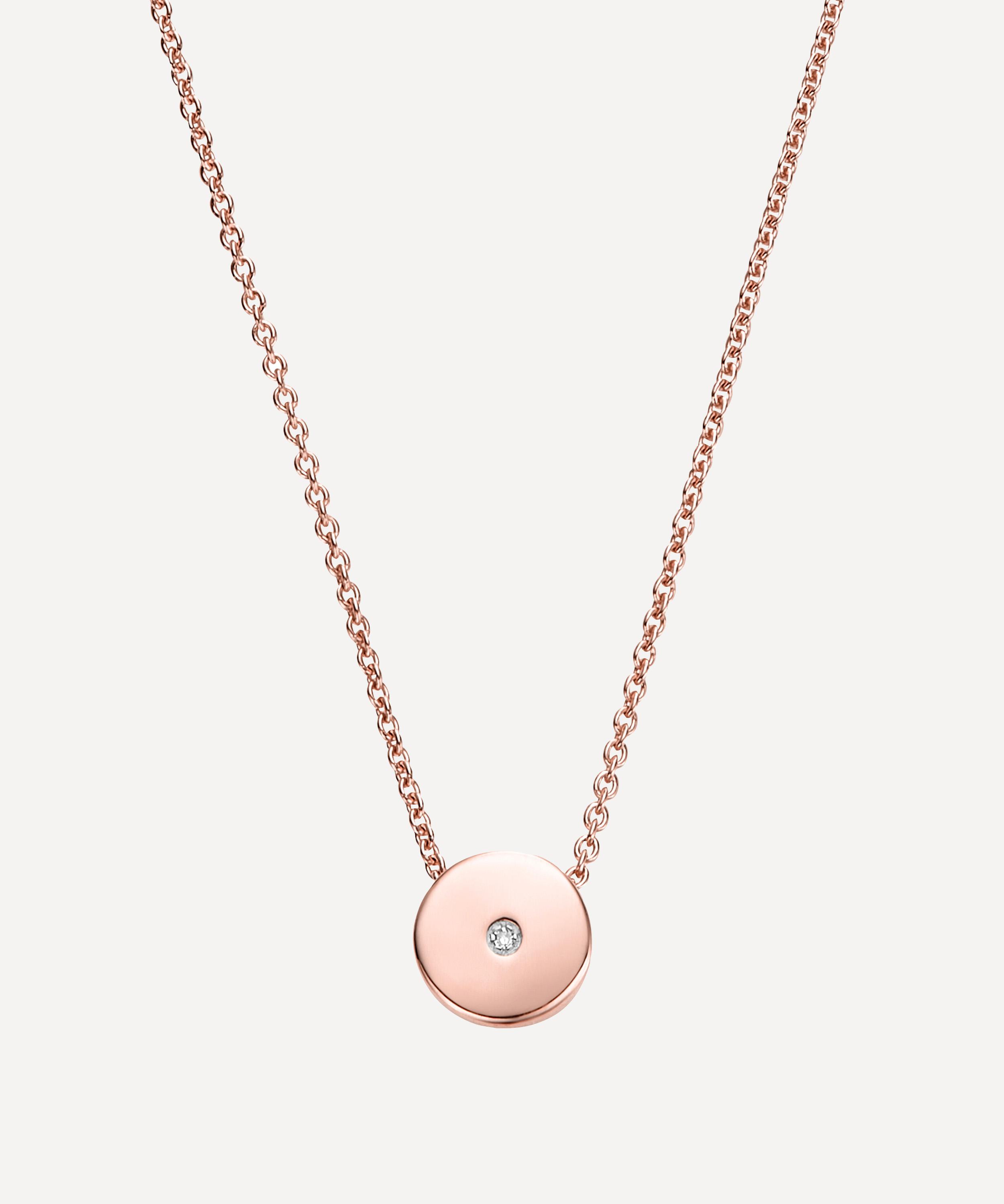 MONICA VINADER MONICA VINADER ROSE GOLD PLATED VERMEIL SILVER LINEAR SOLO DIAMOND NECKLACE 000649965