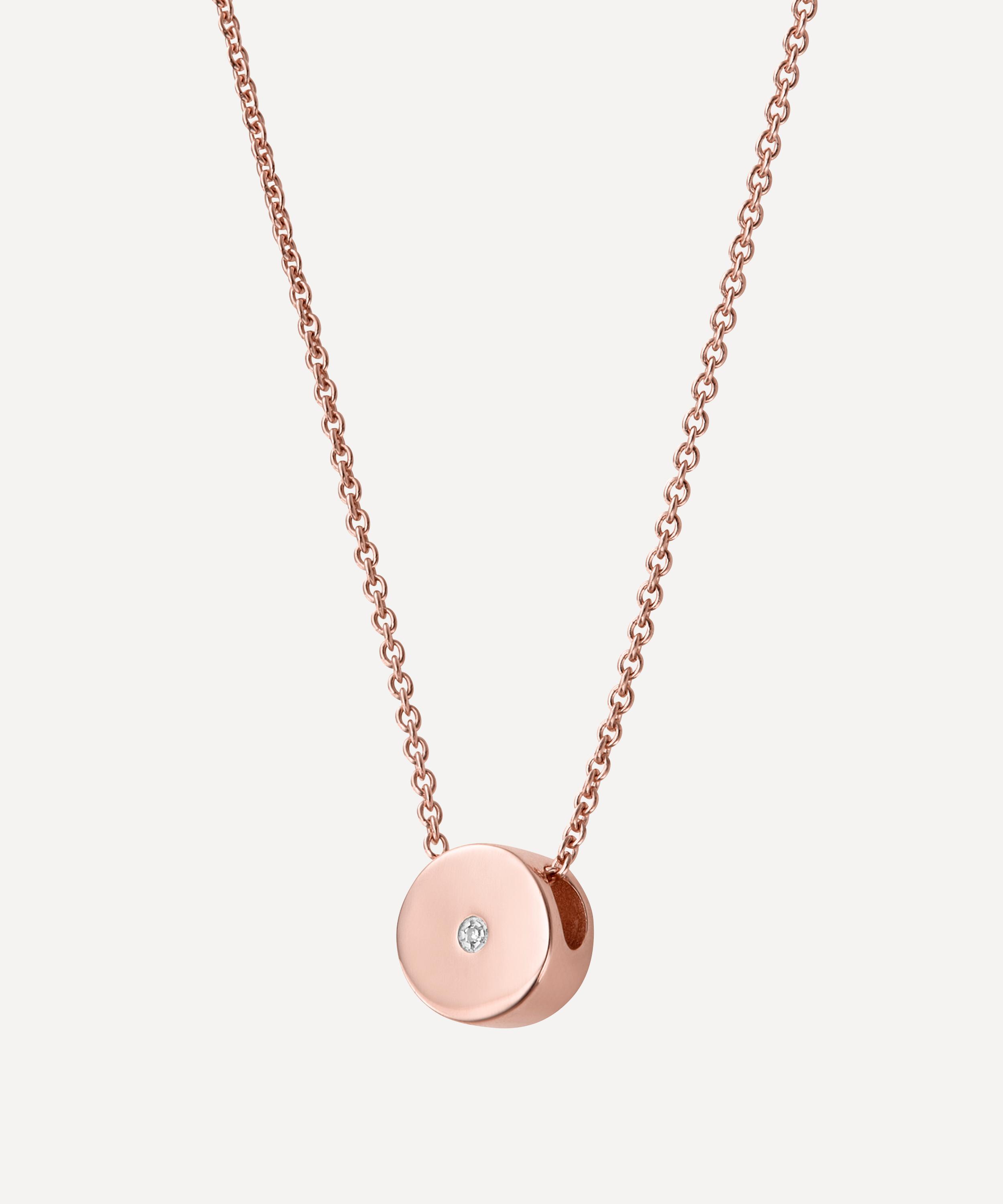 MONICA VINADER MONICA VINADER ROSE GOLD PLATED VERMEIL SILVER LINEAR SOLO DIAMOND NECKLACE 000649965