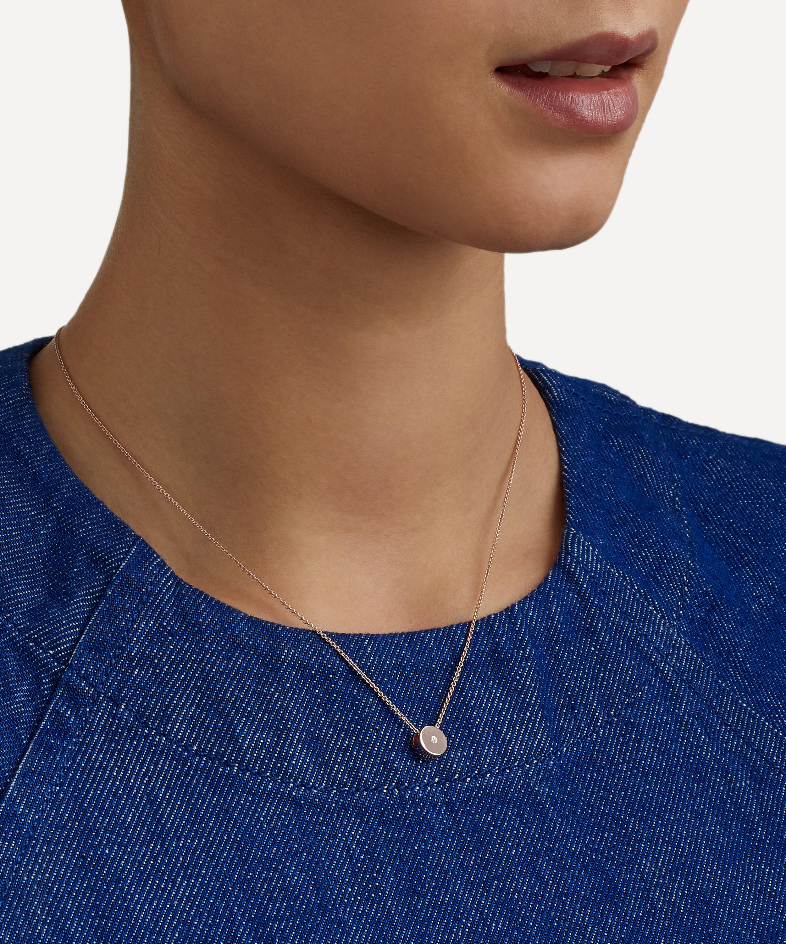 MONICA VINADER MONICA VINADER ROSE GOLD PLATED VERMEIL SILVER LINEAR SOLO DIAMOND NECKLACE 000649965