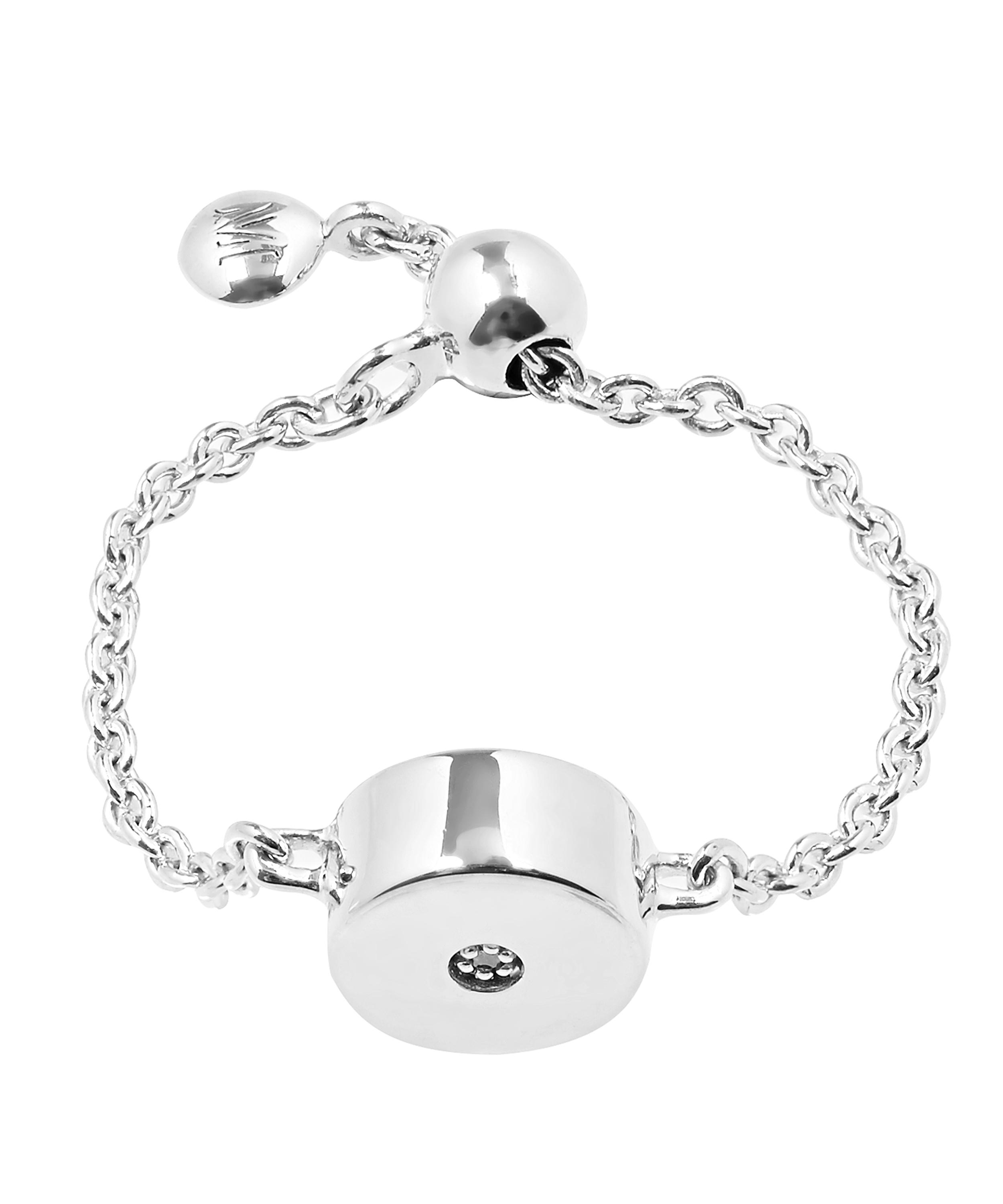 Monica Vinader Silver Linear Solo Diamond Friendship Chain Ring