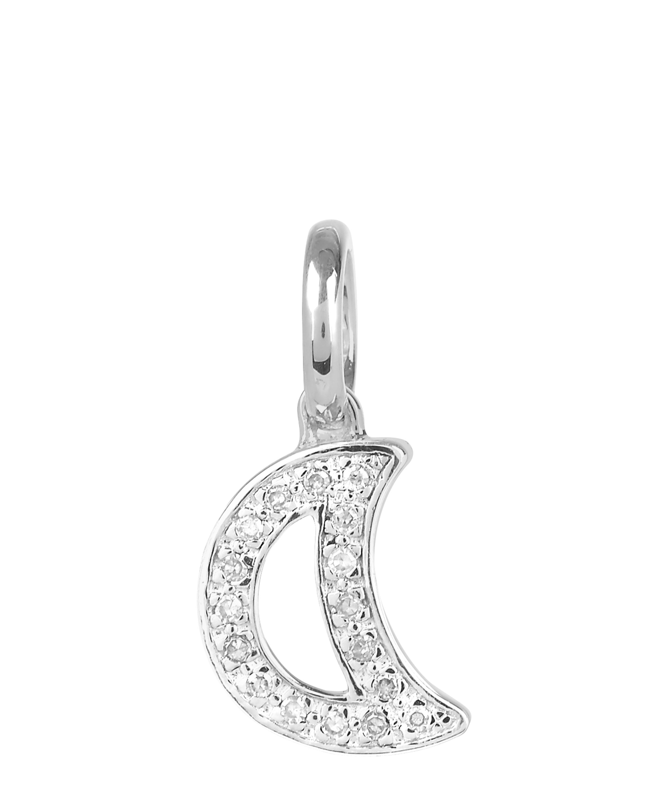 Monica Vinader - Silver Alphabet Diamond Moon Pendant image number 0