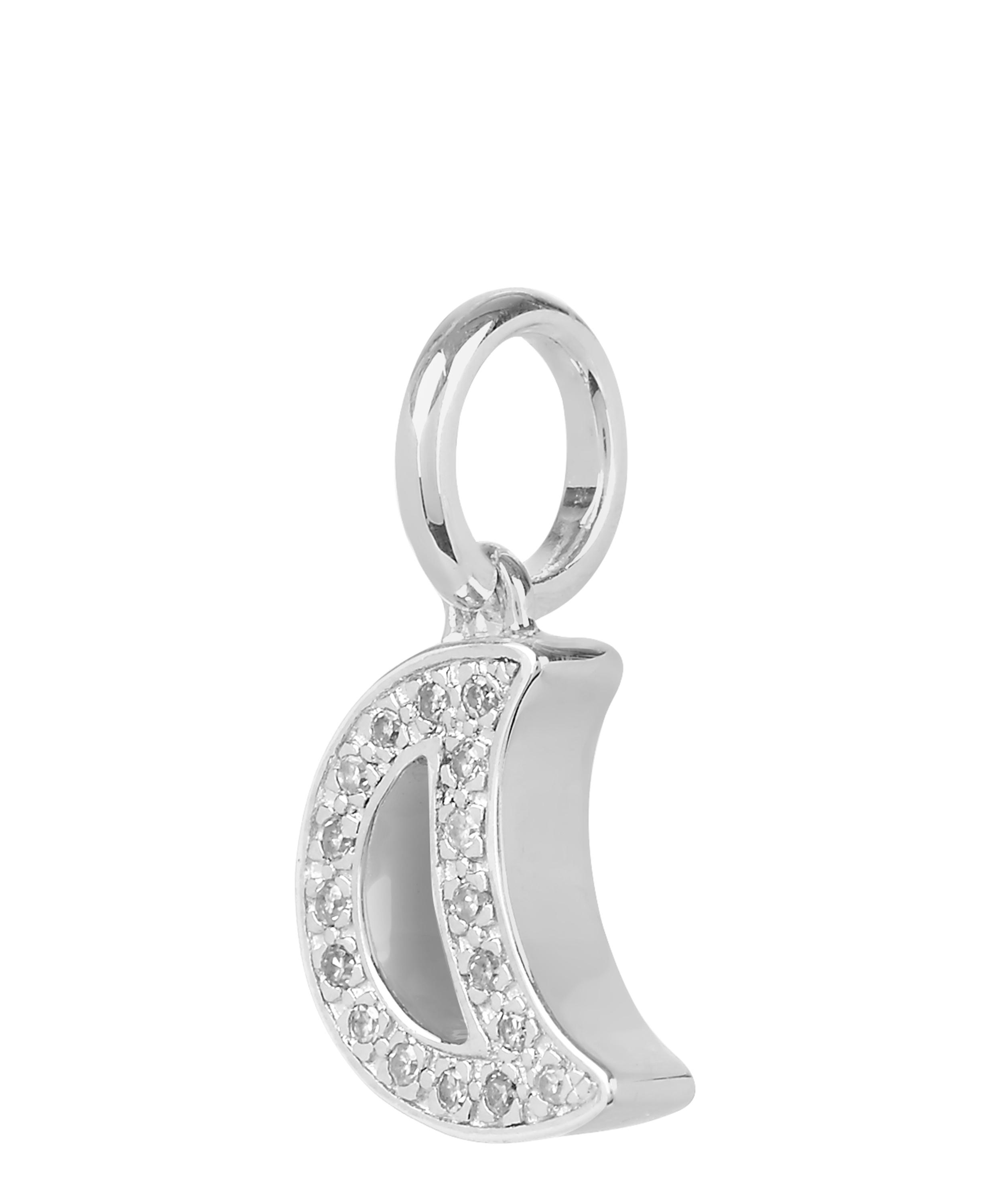 Monica Vinader - Silver Alphabet Diamond Moon Pendant image number 1