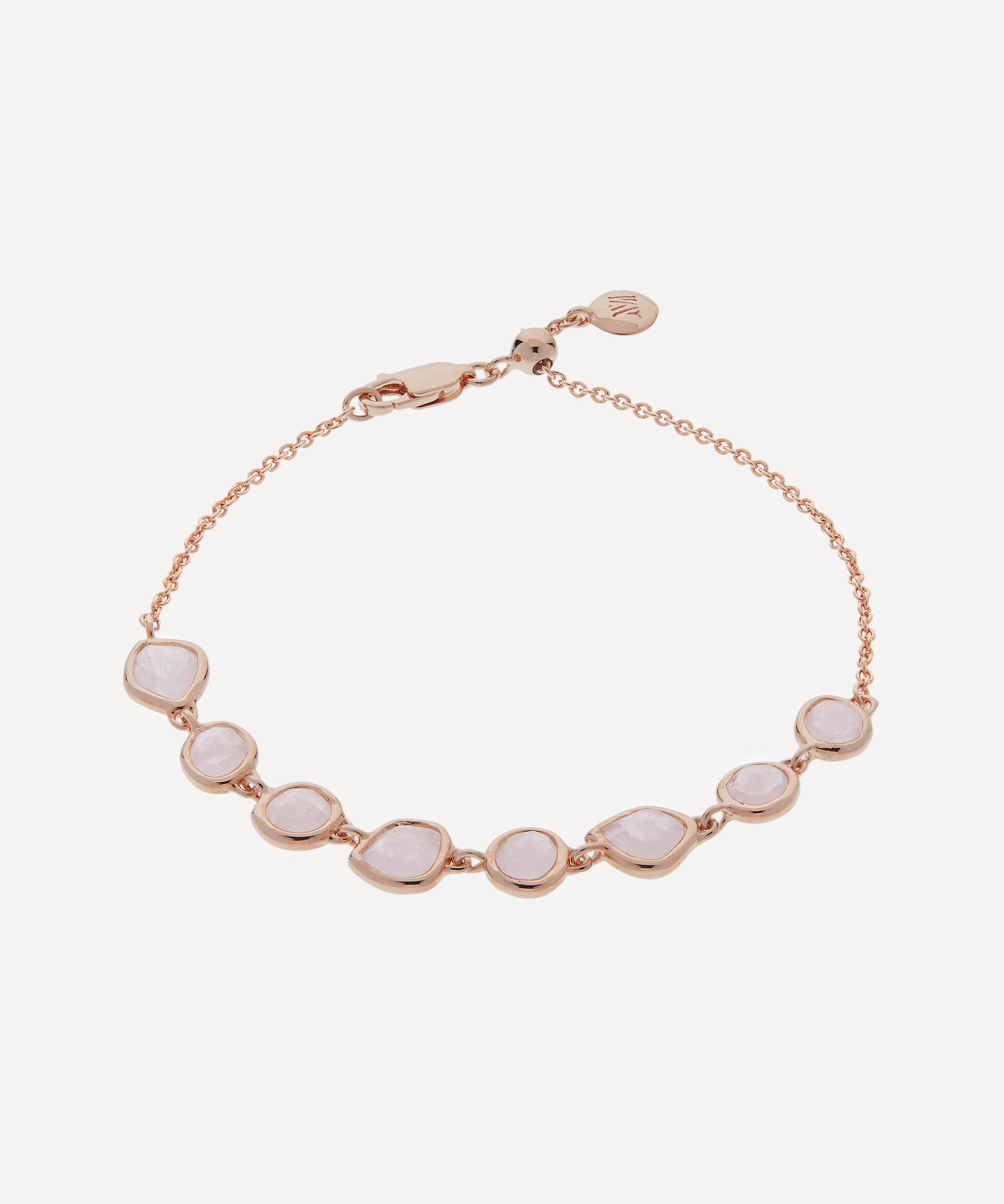 Monica Vinader - Rose Gold Plated Vermeil Silver Siren Rose Quartz Mini Nugget Bracelet image number 0