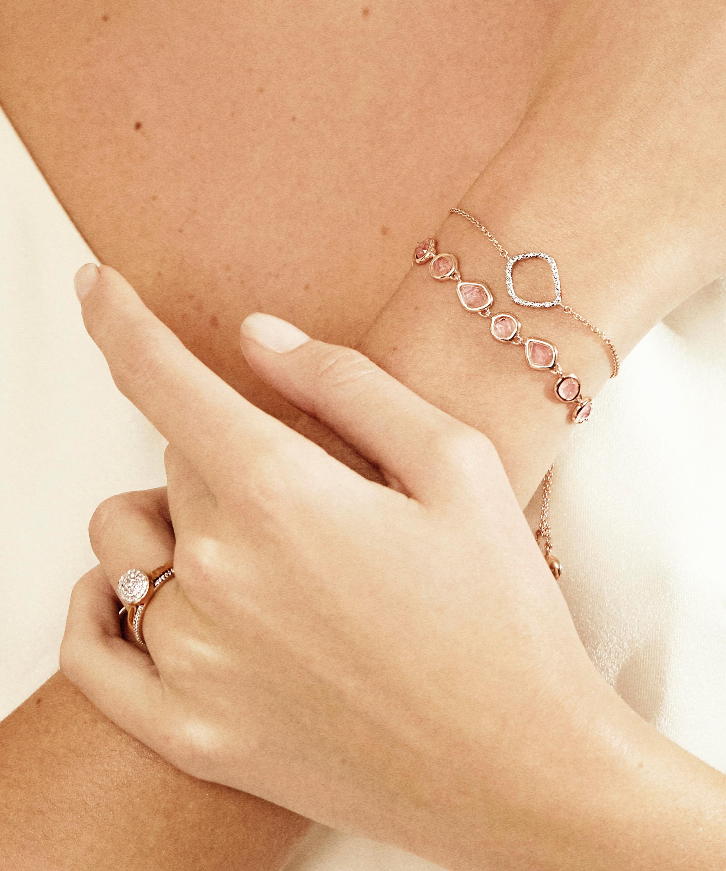 Monica Vinader - Rose Gold Plated Vermeil Silver Siren Rose Quartz Mini Nugget Bracelet image number 1