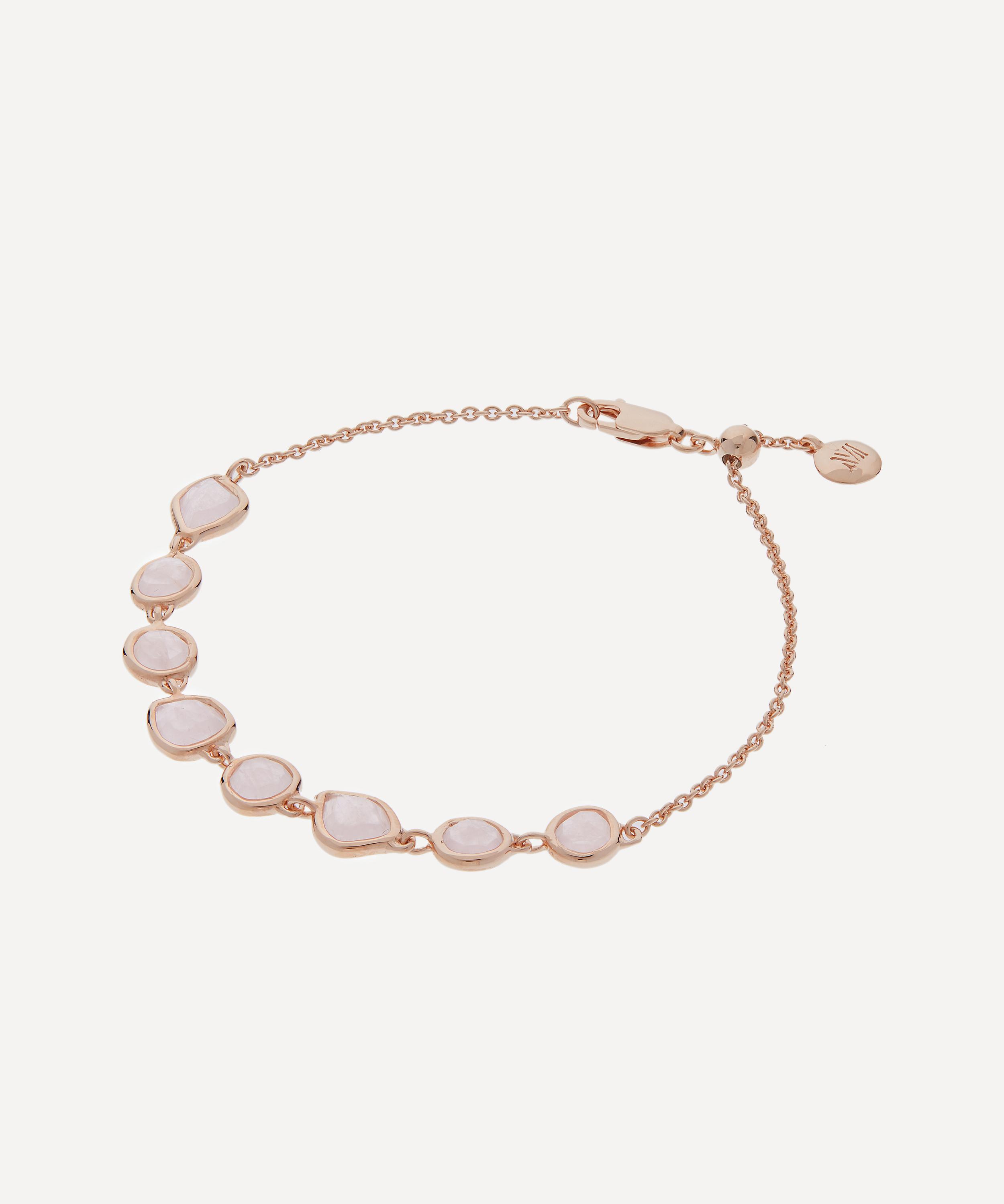 Monica Vinader - Rose Gold Plated Vermeil Silver Siren Rose Quartz Mini Nugget Bracelet image number 2