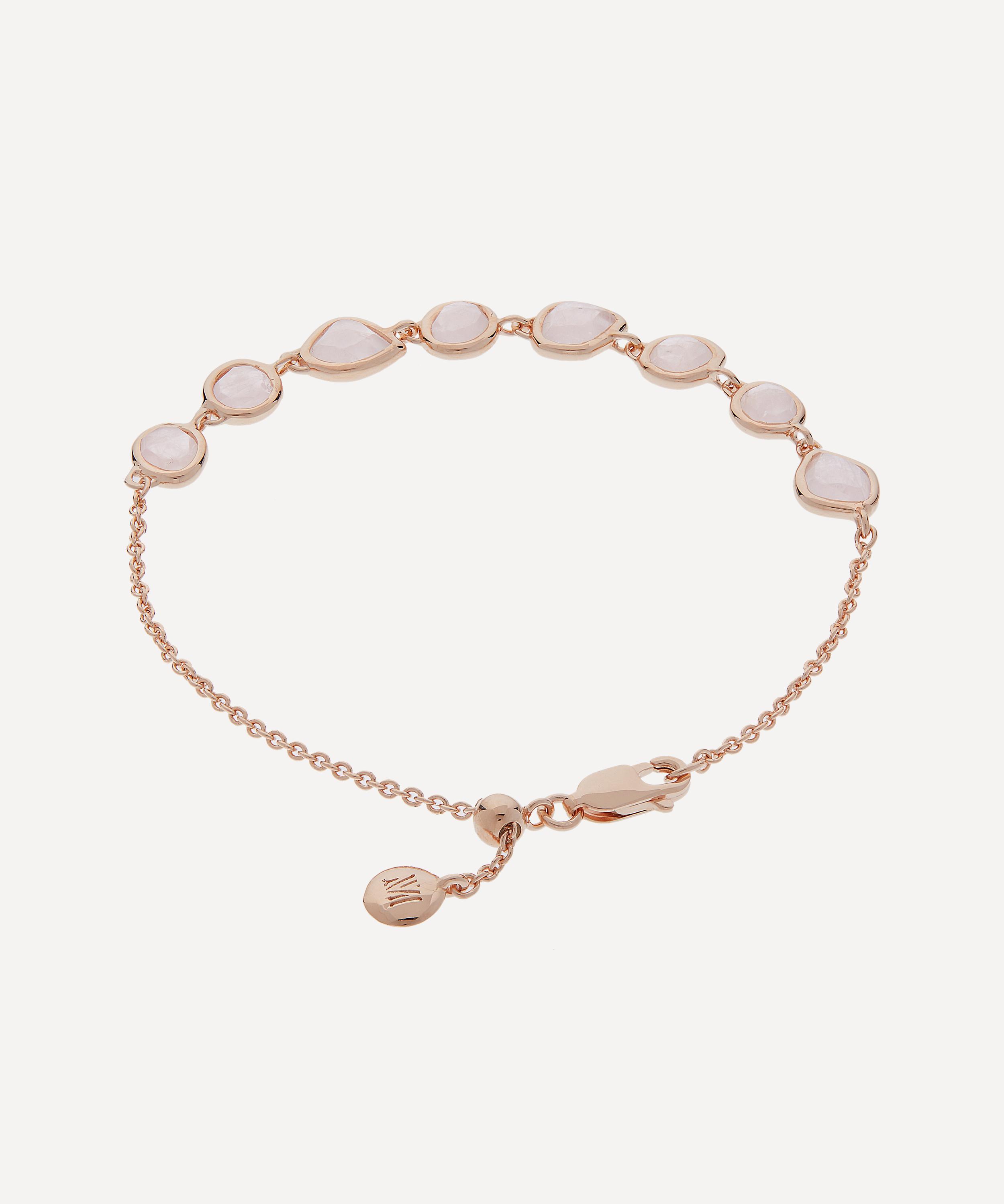 Monica Vinader - Rose Gold Plated Vermeil Silver Siren Rose Quartz Mini Nugget Bracelet image number 3