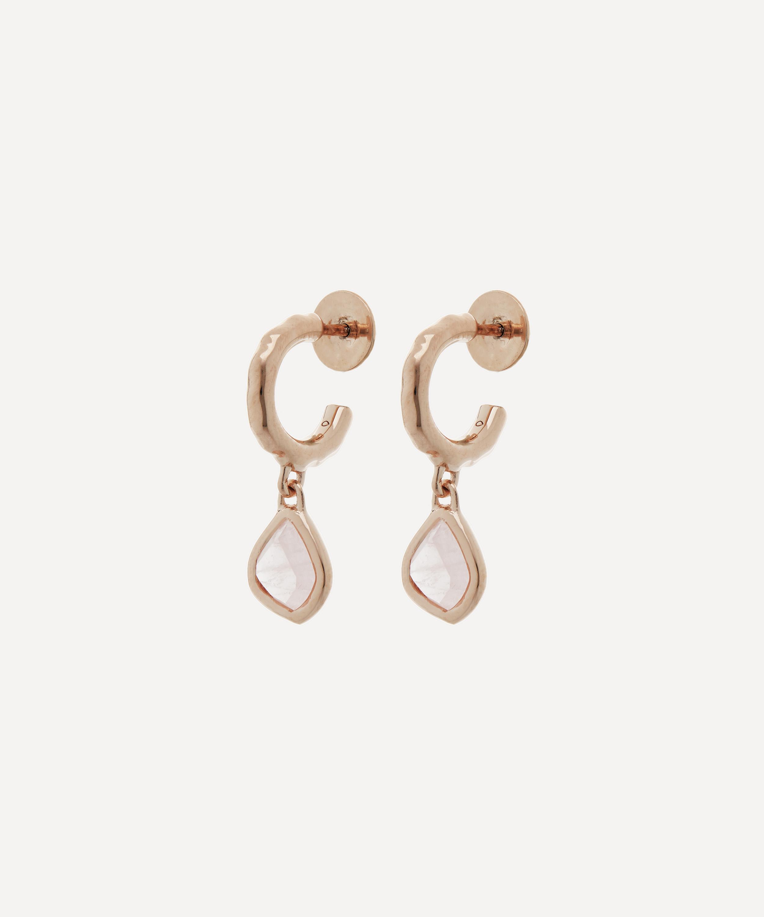 Monica Vinader - Rose Gold Plated Vermeil Silver Siren Rose Quartz Mini Nugget Drop Earrings image number 3