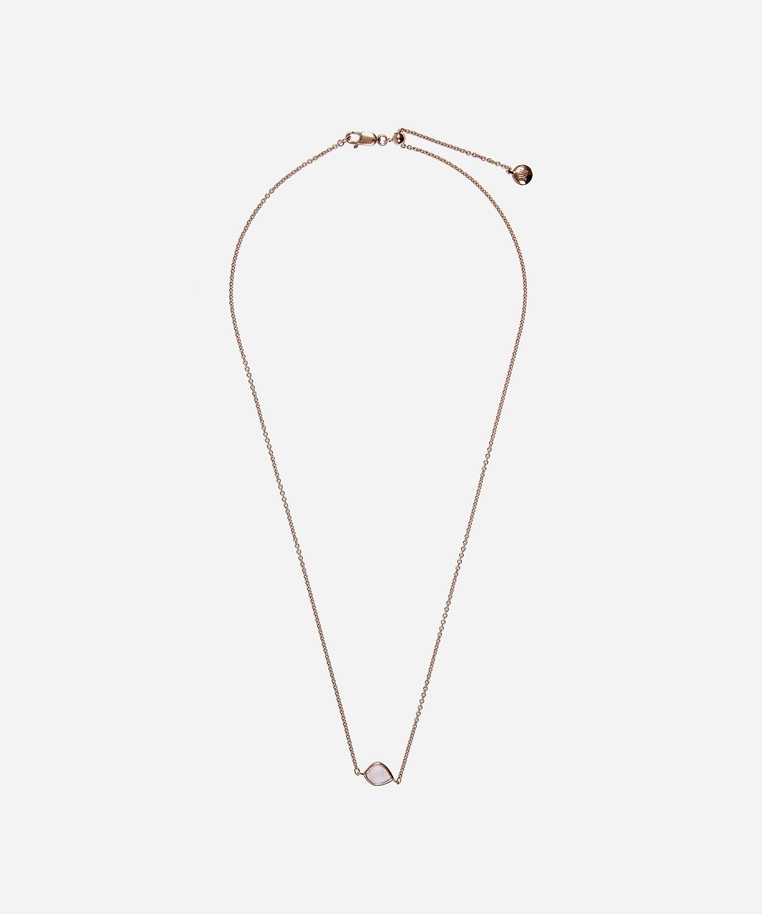 Monica Vinader - Rose Gold Plated Vermeil Silver Siren Rose Quartz Mini Nugget Necklace image number 0