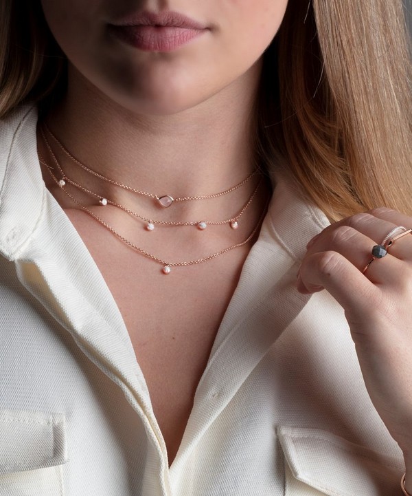 Monica Vinader Rose Gold Plated Vermeil Silver Siren Rose Quartz Mini  Nugget Necklace | Liberty