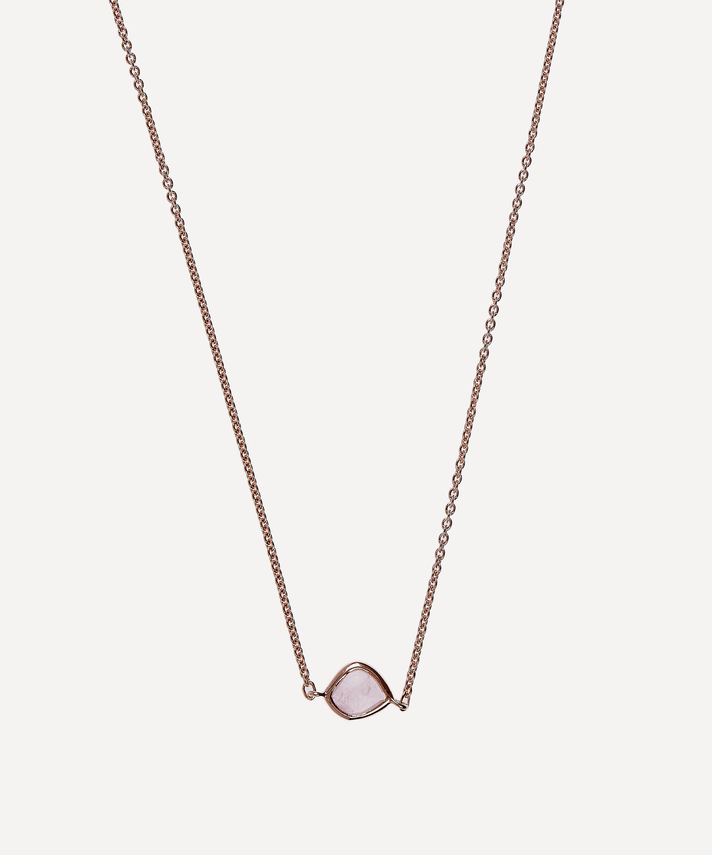 Monica Vinader - Rose Gold Plated Vermeil Silver Siren Rose Quartz Mini Nugget Necklace image number 3