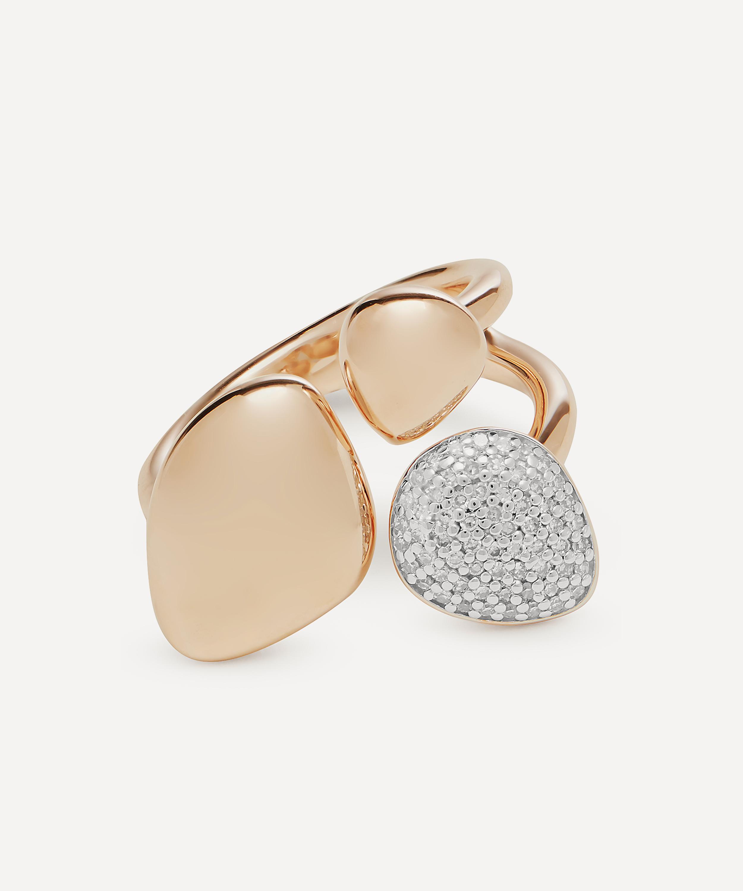 Monica Vinader - Rose Gold Plated Vermeil Silver Nura Pebble Cluster Ring image number 0