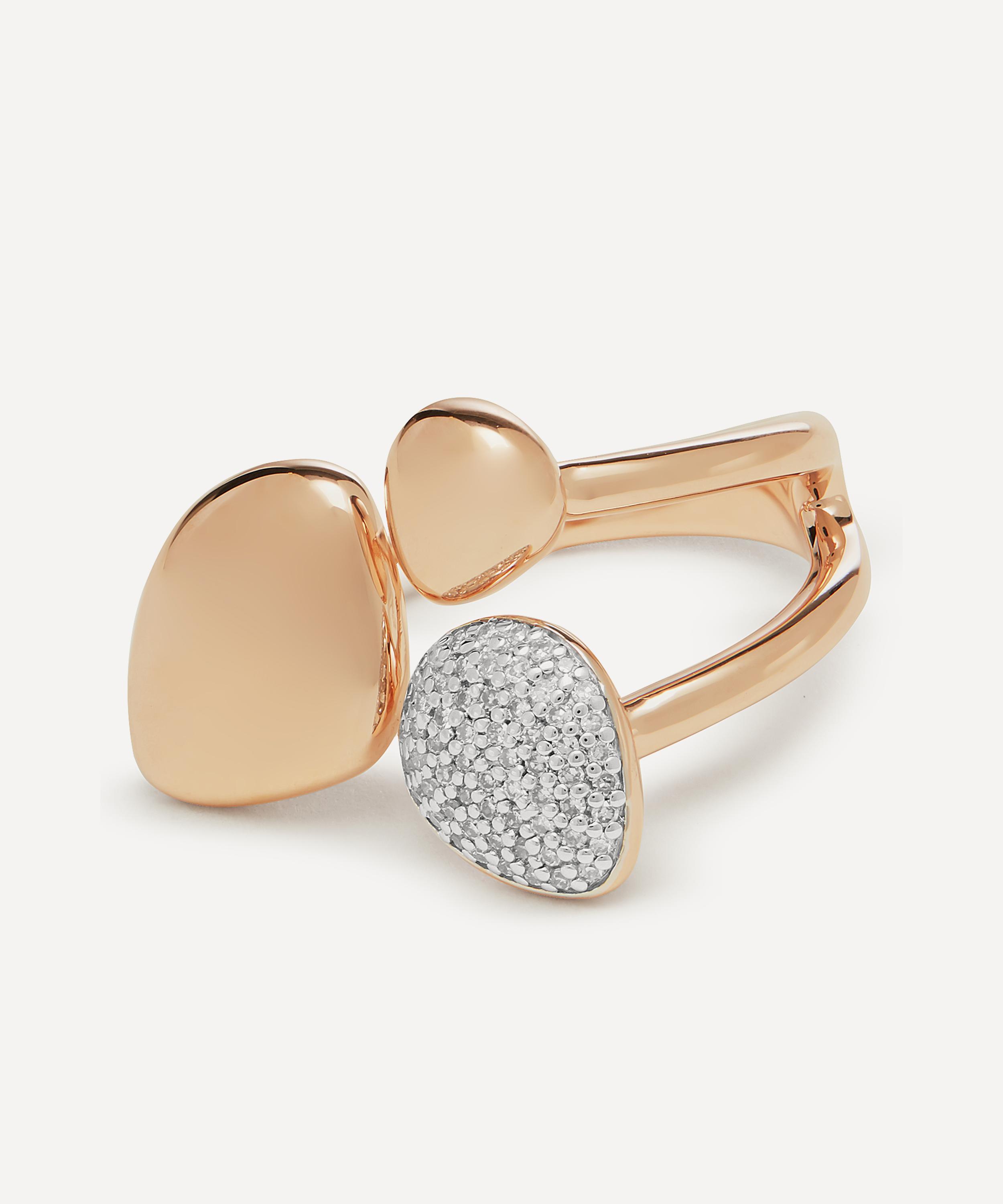 Monica Vinader - Rose Gold Plated Vermeil Silver Nura Pebble Cluster Ring image number 2