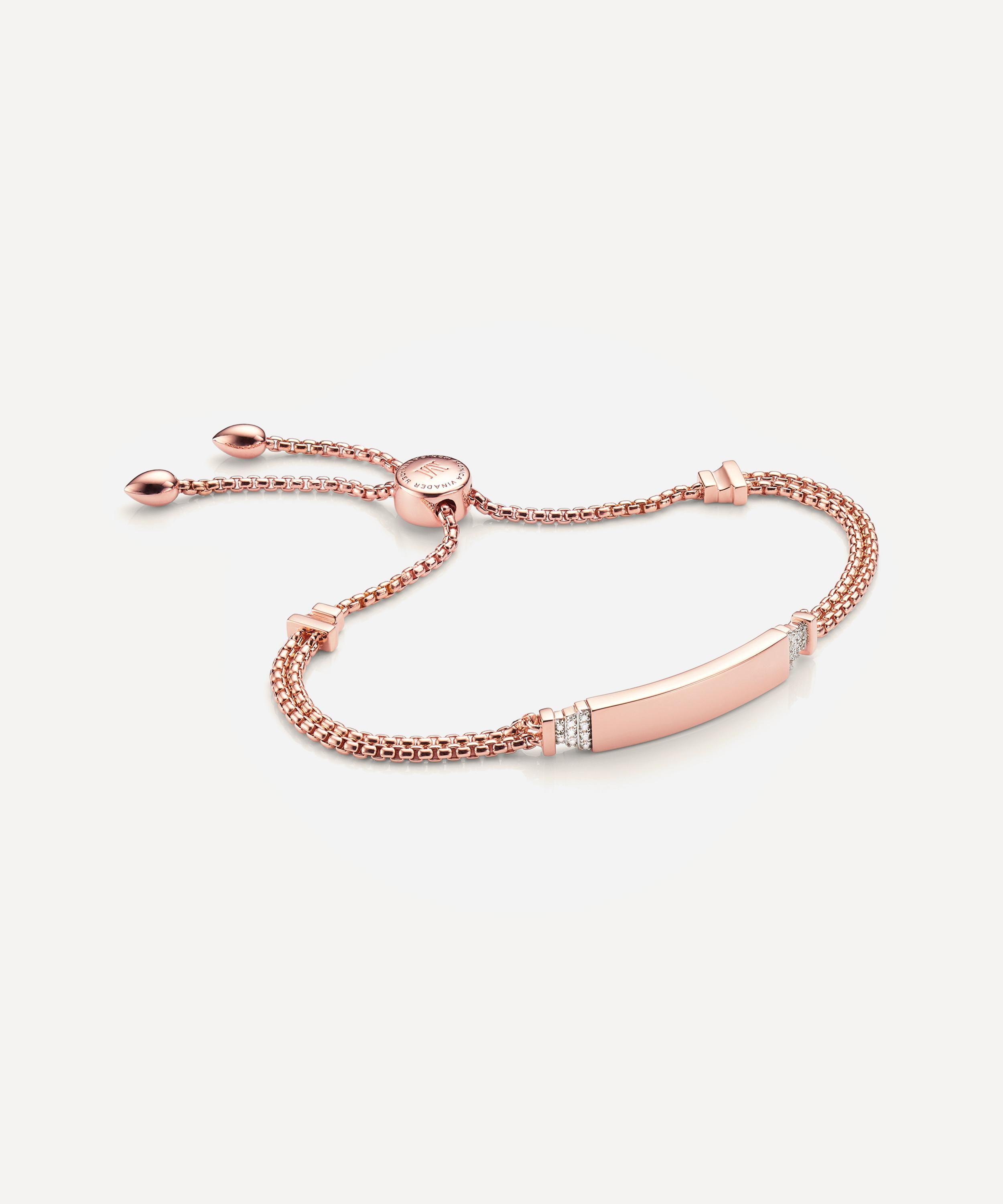 Monica Vinader - Rose Gold Plated Vermeil Silver Baja Deco Diamond ID Bracelet image number 0