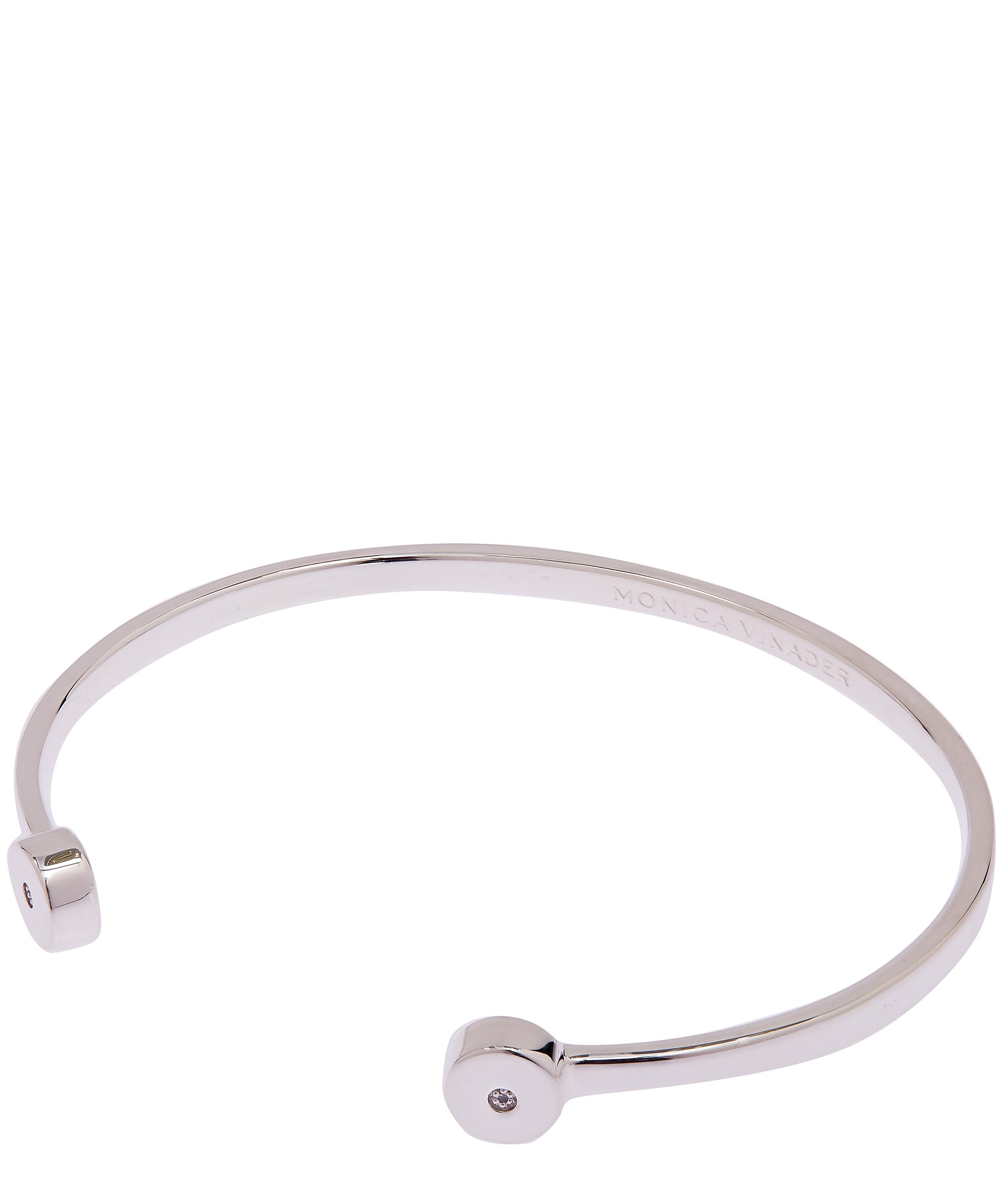 Monica Vinader - Silver Linear Solo Medium Diamond Cuff Bracelet image number 0