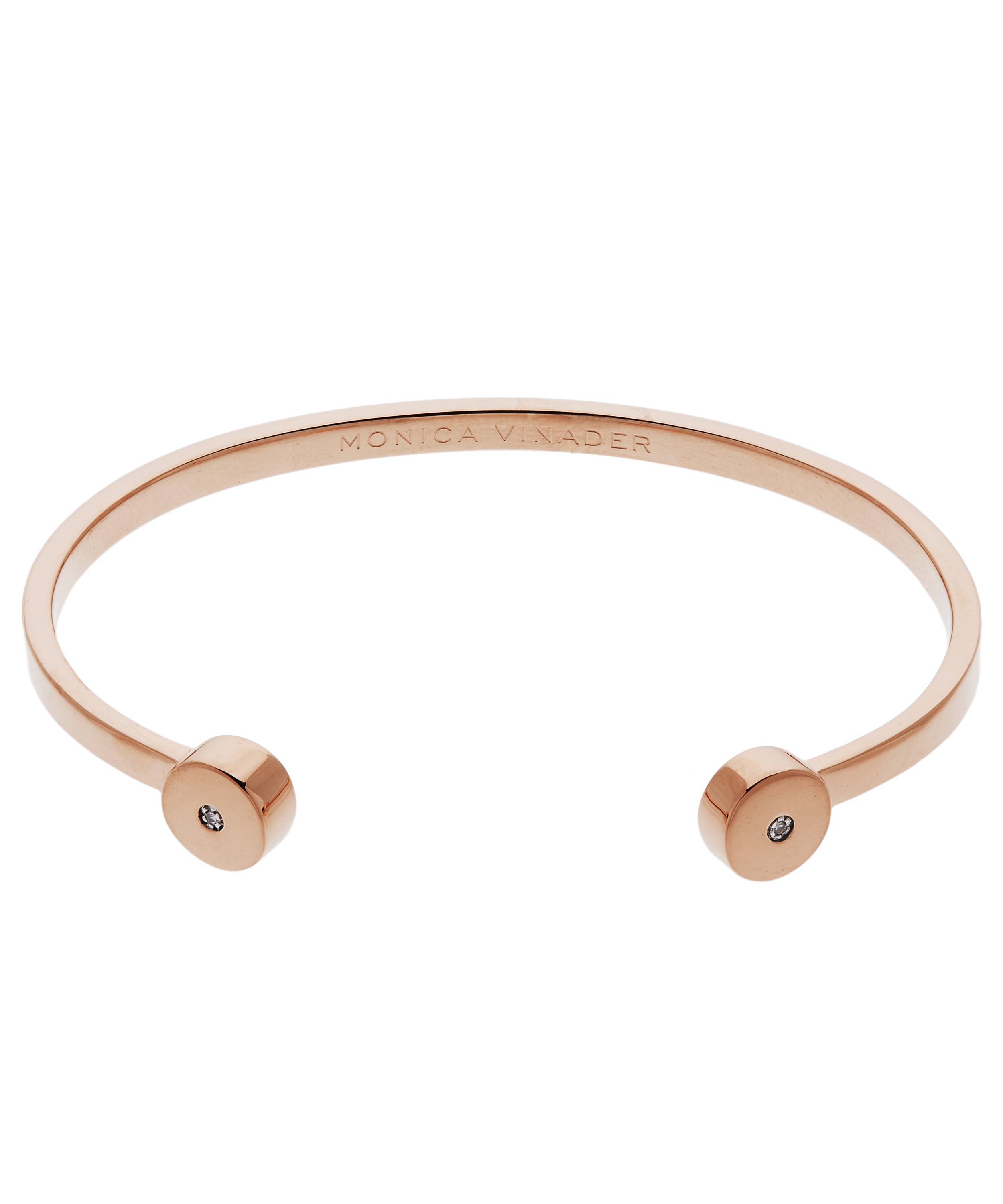 Monica Vinader - Rose Gold Plated Vermeil Silver Linear Solo Small Diamond Cuff Bracelet image number 0