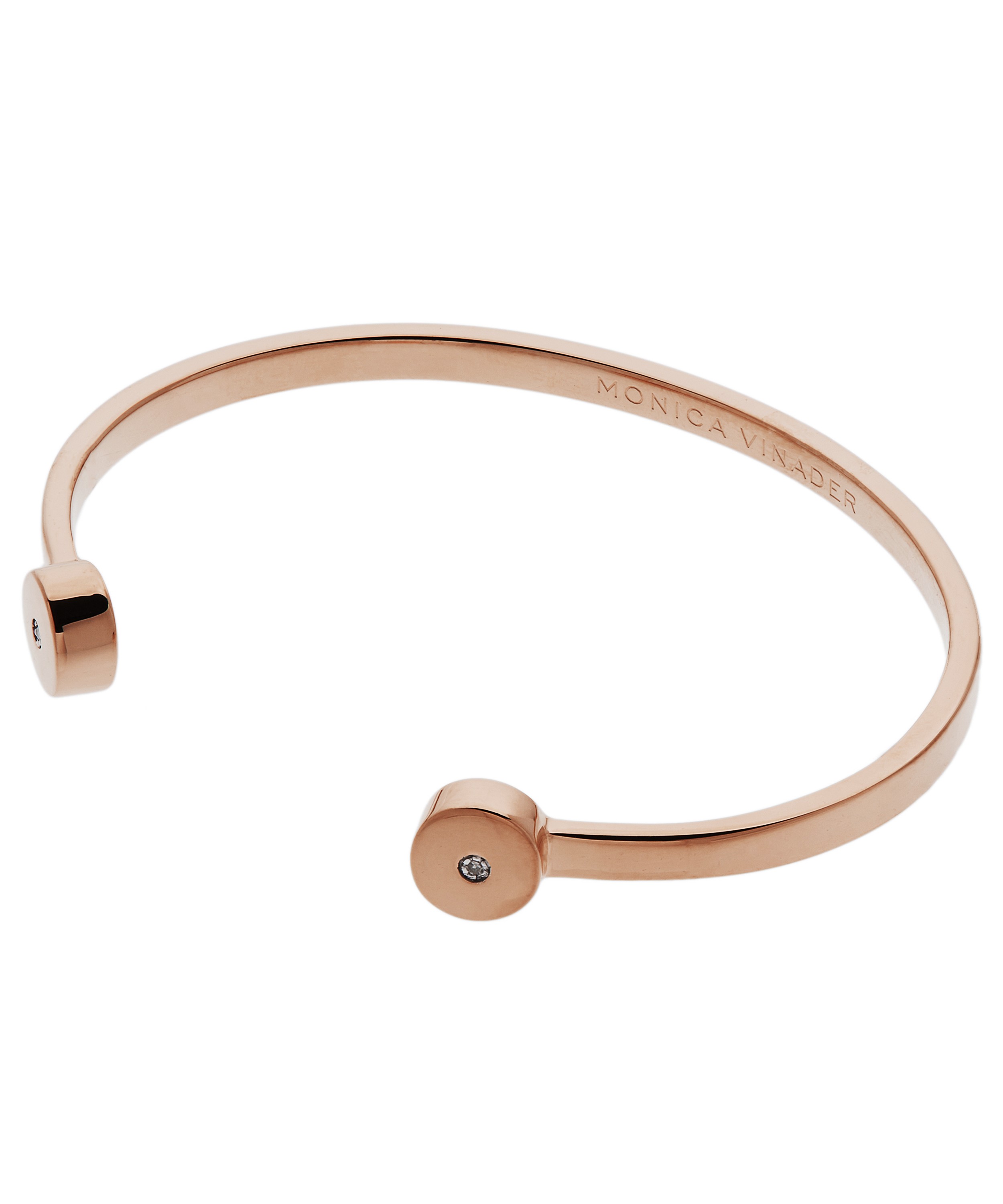 Monica Vinader - Rose Gold Plated Vermeil Silver Linear Solo Small Diamond Cuff Bracelet image number 1