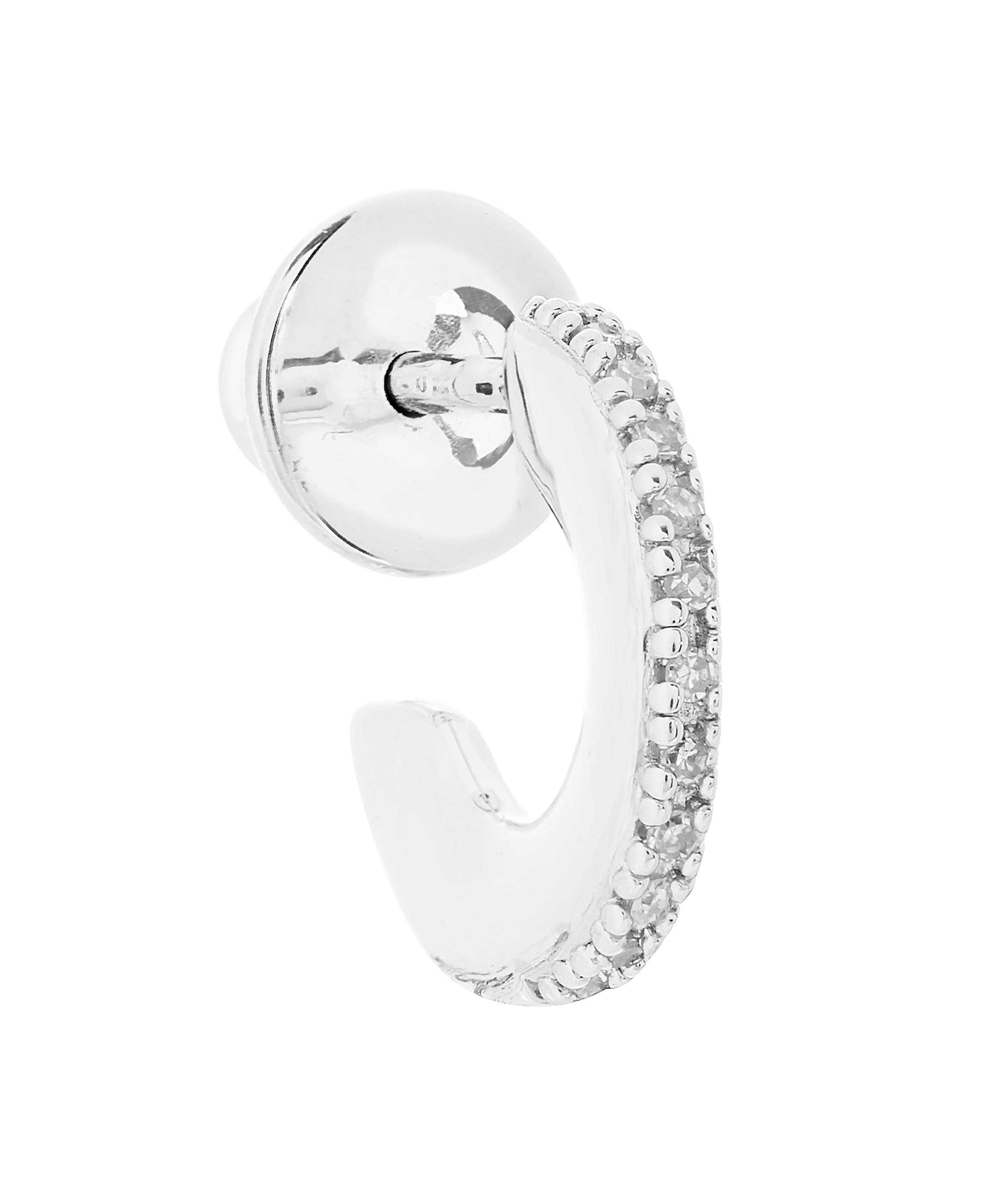 Monica Vinader - Silver Fiji Small Skinny Diamond Single Hoop Earring image number 0