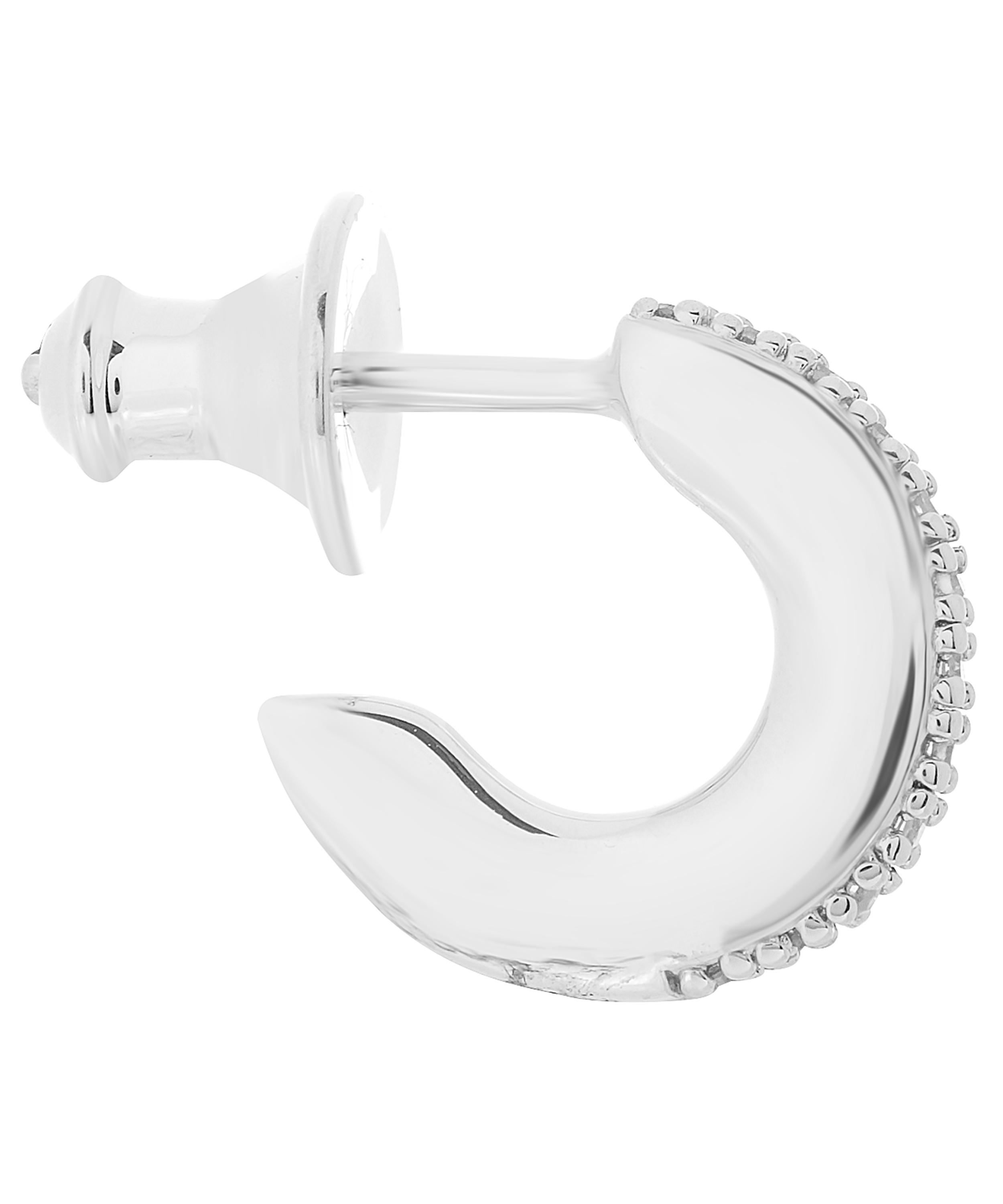 Monica Vinader - Silver Fiji Small Skinny Diamond Single Hoop Earring image number 2
