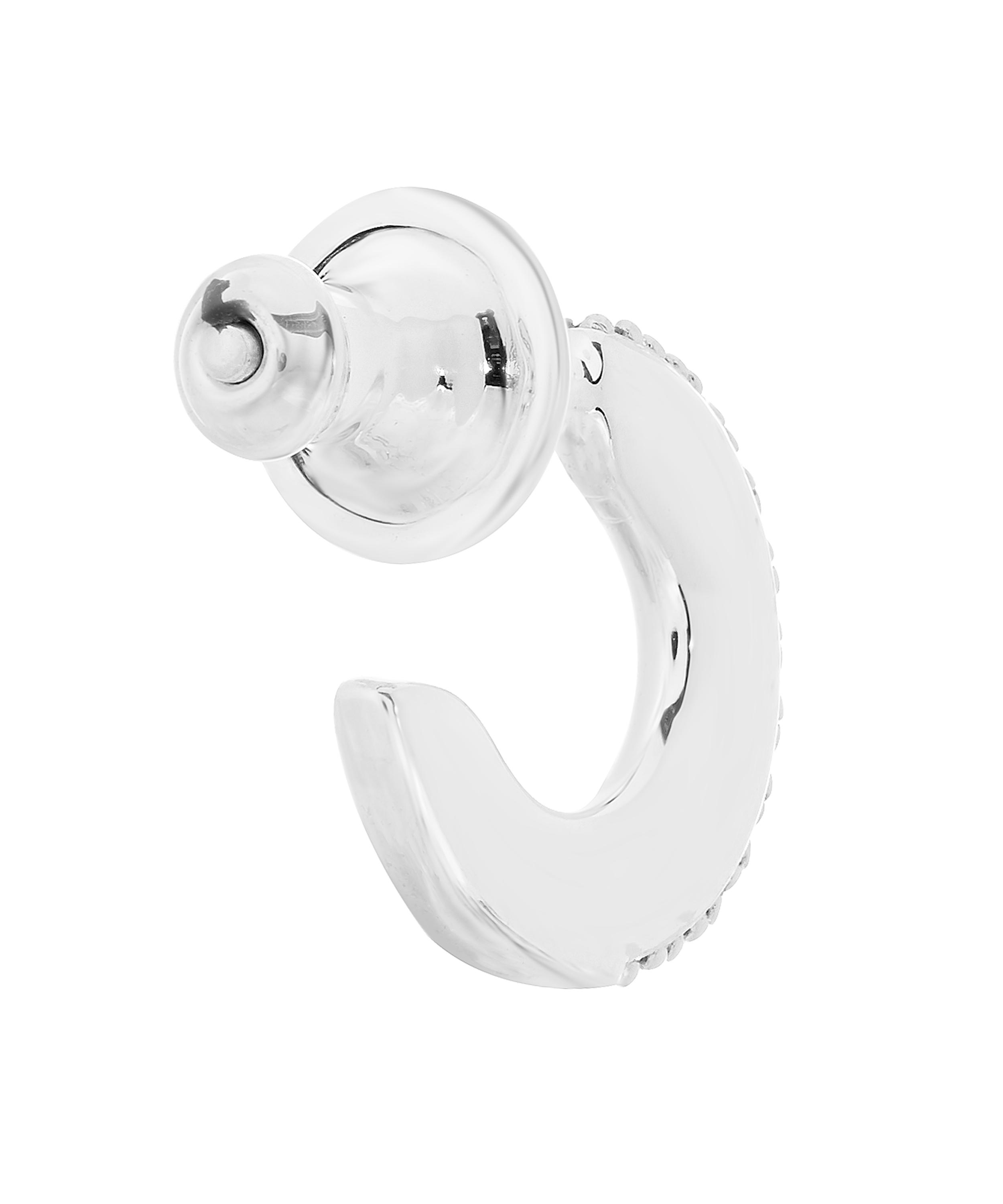 Monica Vinader - Silver Fiji Small Skinny Diamond Single Hoop Earring image number 3