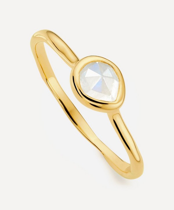 Monica Vinader - Gold Plated Vermeil Silver Siren Small Moonstone Stacking Ring image number null