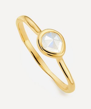 Monica Vinader - Gold Plated Vermeil Silver Siren Small Moonstone Stacking Ring image number 0