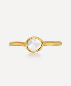 Monica Vinader - Gold Plated Vermeil Silver Siren Small Moonstone Stacking Ring image number 2