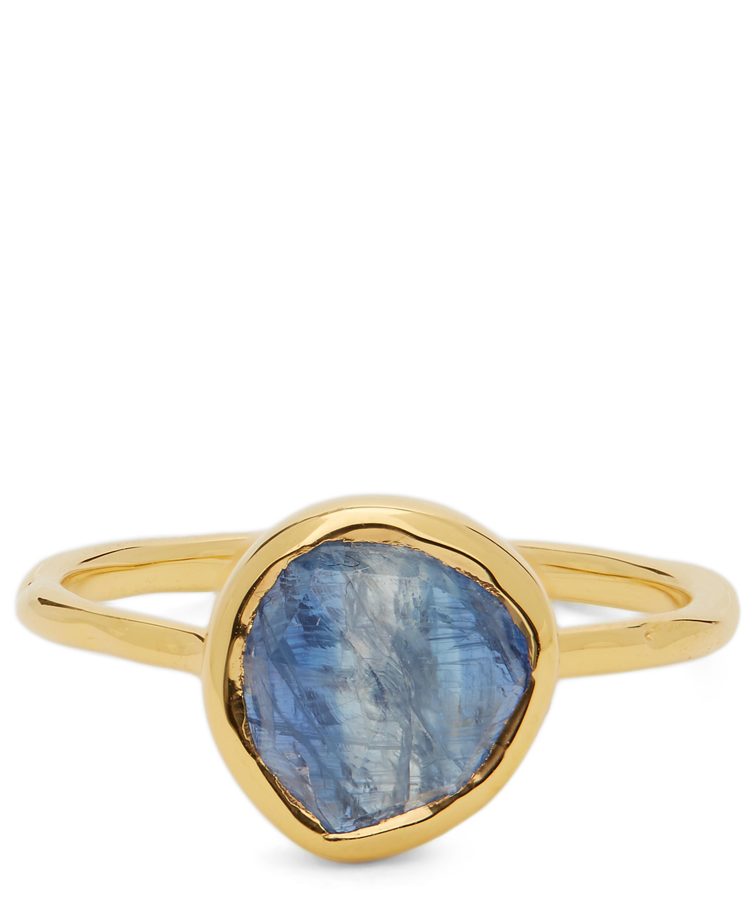 Monica Vinader - Gold Plated Vermeil Silver Siren Kyanite Stacking Ring image number 0