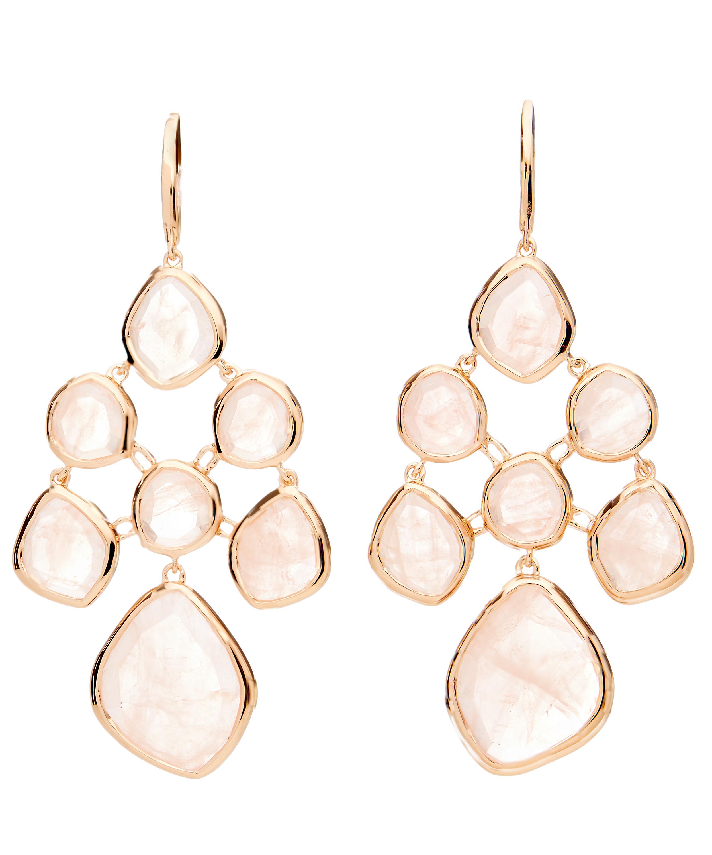 Monica Vinader - Rose Gold Plated Vermeil Silver Siren Rose Quartz Chandelier Drop Earrings image number 0