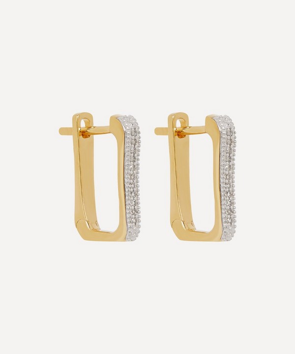 Monica Vinader - Gold Plated Vermeil Silver Alta Capture Diamond Huggie Hoop Earrings image number null