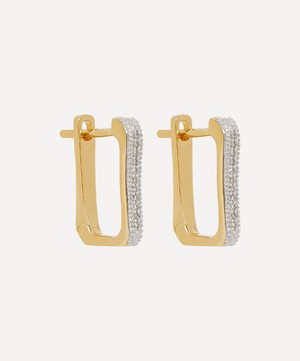 Monica Vinader - Gold Plated Vermeil Silver Alta Capture Diamond Huggie Hoop Earrings image number 0