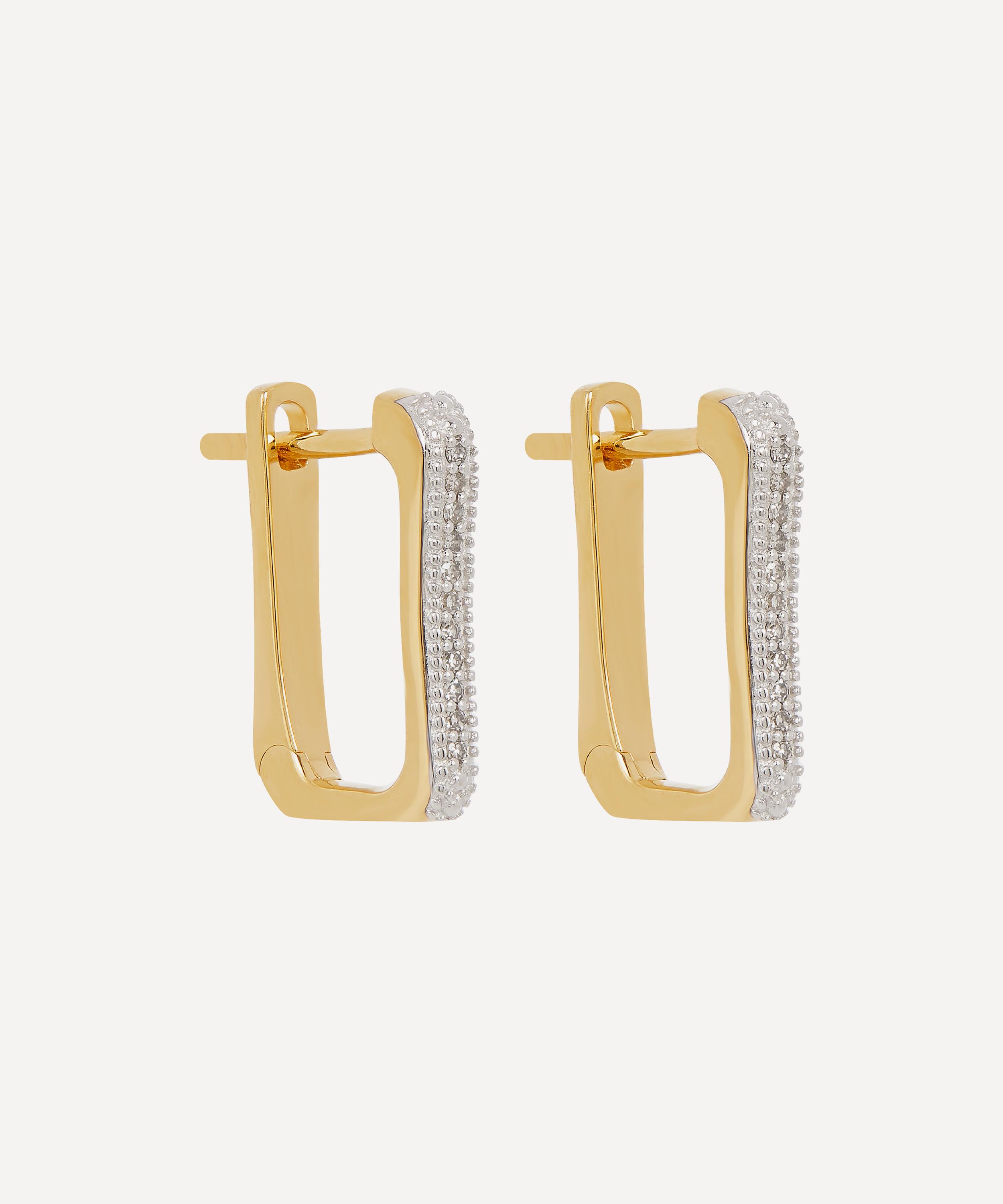 【MONICA VINADER】18KYGヴェルメイユ Alta Capture ピアス Alta Capture Charm Diamond Earrings in 18k Gold Vermeil on