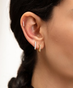 Monica Vinader - Gold Plated Vermeil Silver Alta Capture Diamond Huggie Hoop Earrings image number 5