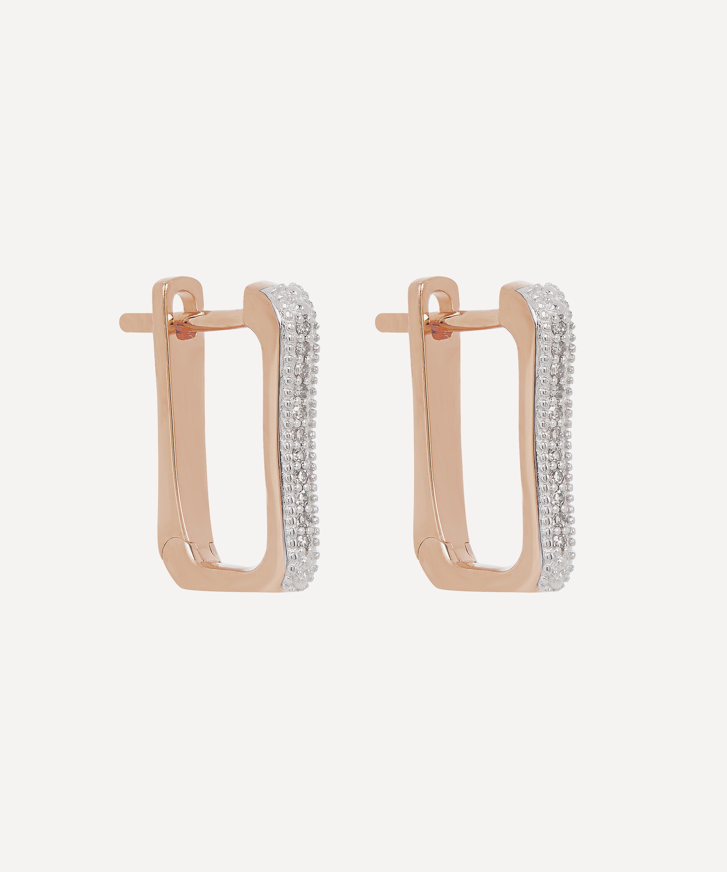 Monica Vinader - Rose Gold Plated Vermeil Silver Alta Capture Diamond Huggie Hoop Earrings image number 0